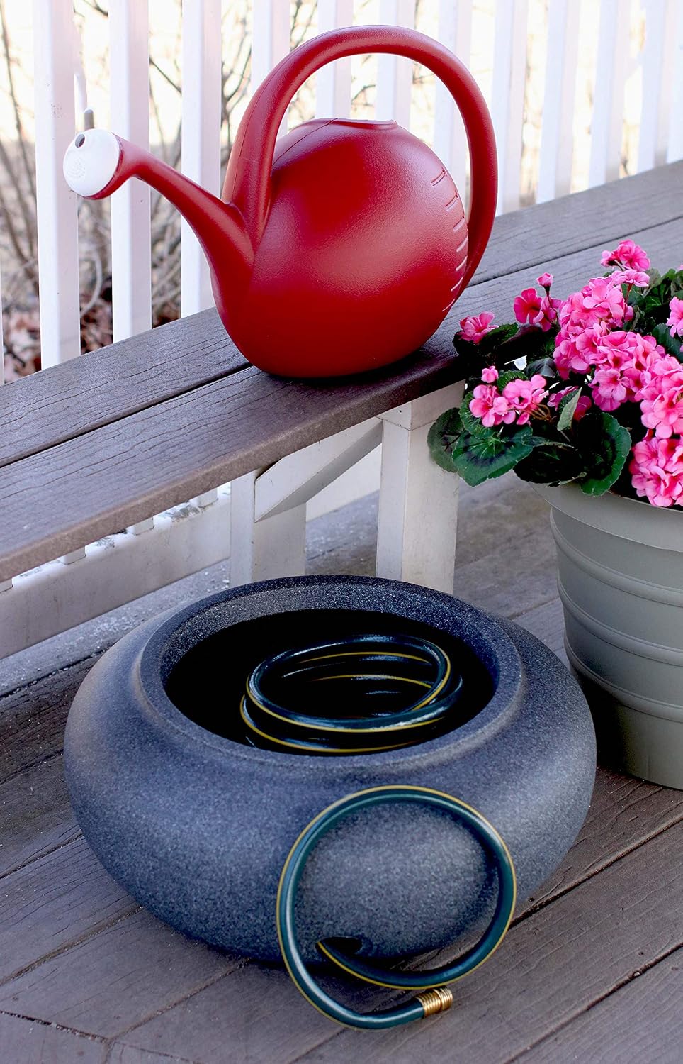 2-Gallon Premium Plastic Rosette Watering Can - The HC Companies 11"x21"x13.75" in Evergreen Color