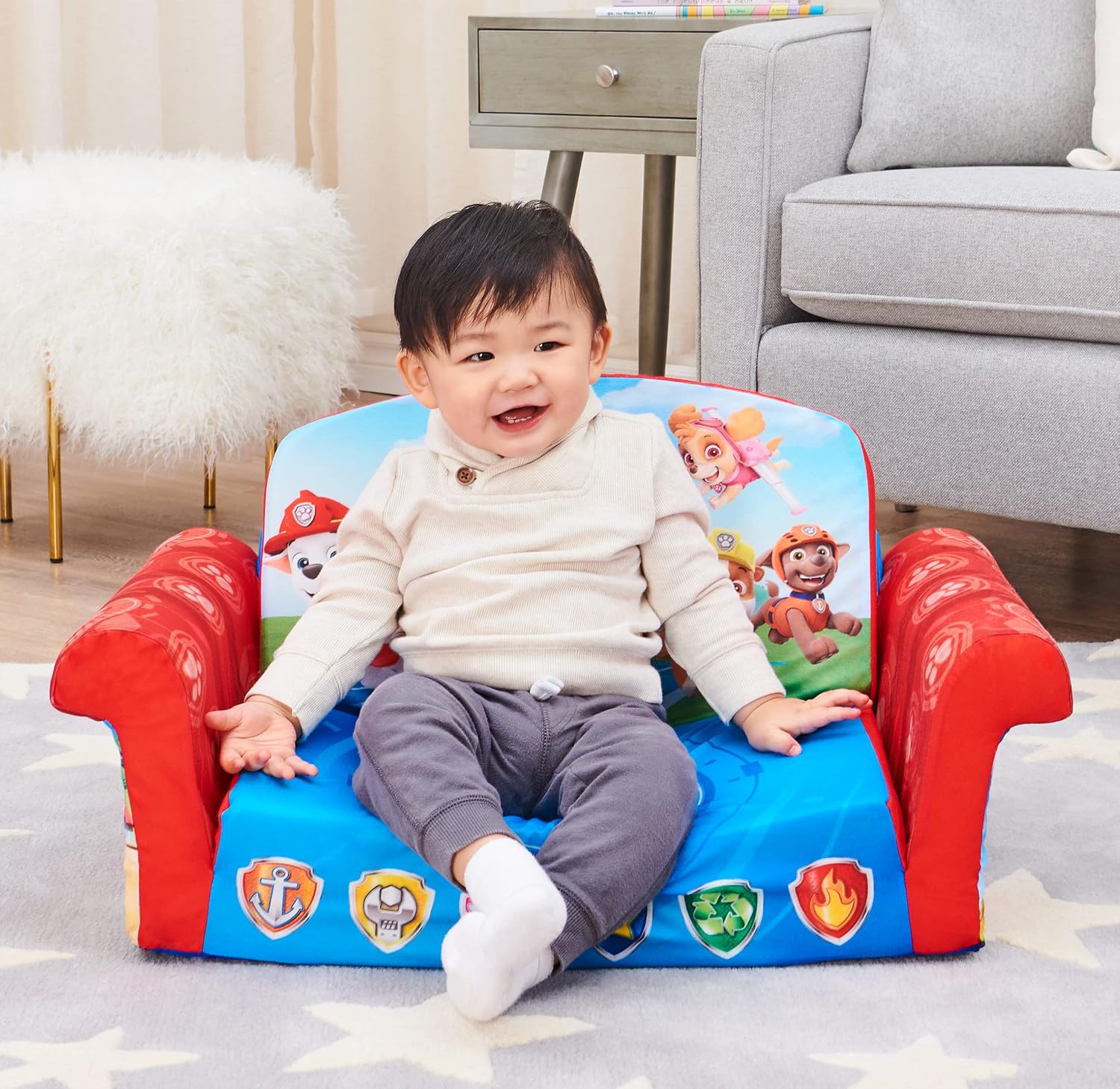 Marshmallow Furniture, Children's 2 in 1 Flip Open Foam Sofa, Minnie Mouse, by Spin Master | Pullout Foam Sleeper for Folding Lounging, Sitting, and Napping for Toddlers & Kids, Bedroom and Playroom Use