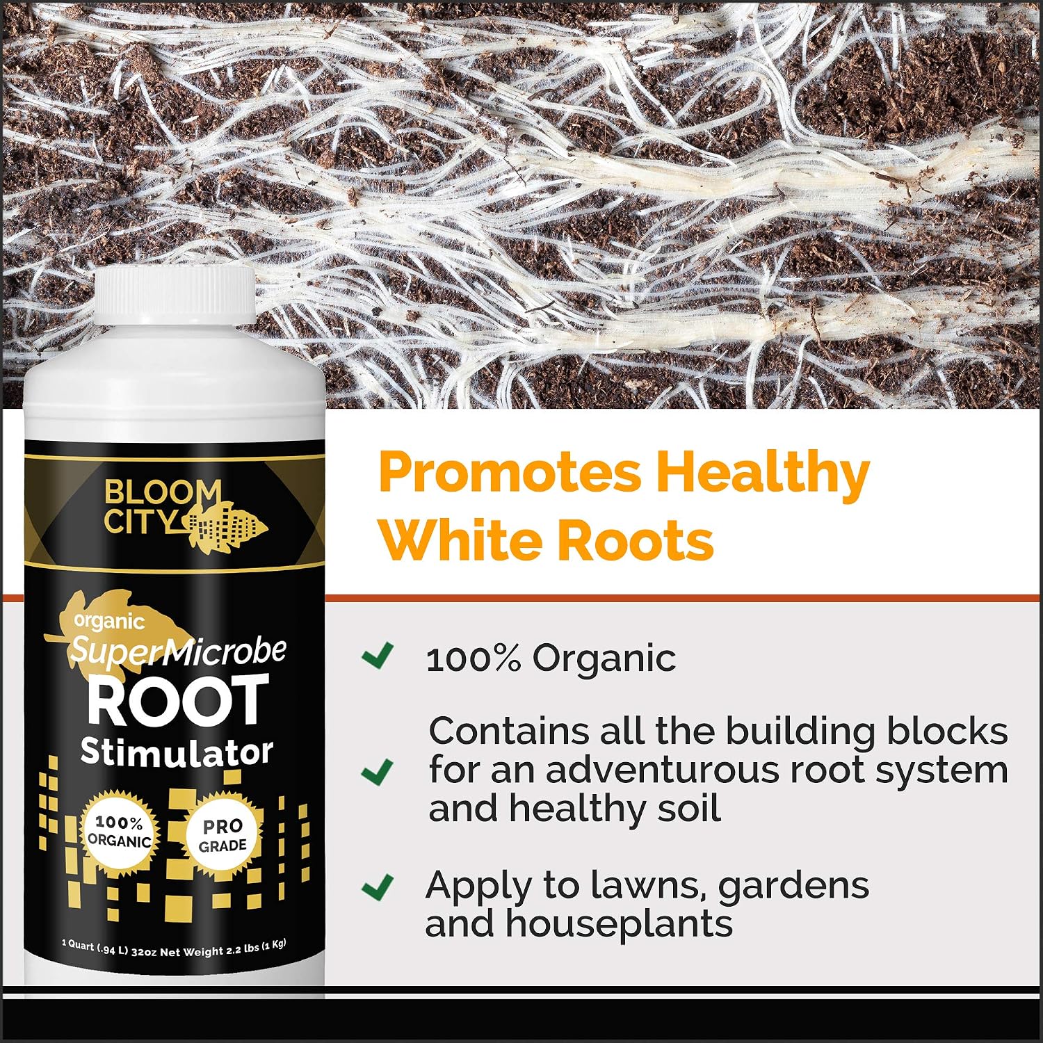 Organic Root Stimulant, Salmon and Kelp Formula, Rich with Microbes and Mycorrhizae by Bloom City, Gallon (128 oz)