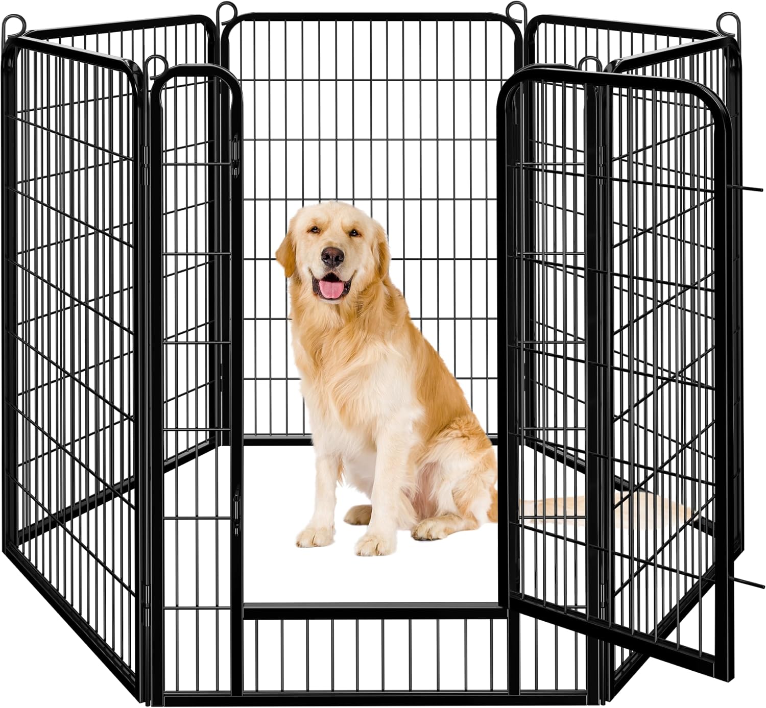 Yaheetech Dog Playpen 24in 16 Panels Pet Fence for Indoor Yard RV Camping | Easy Setup, Heavy Duty Rustproof Frame with Secure Latch Door, DIY Layouts,Foldable Storage, for Puppies & Small Dogs