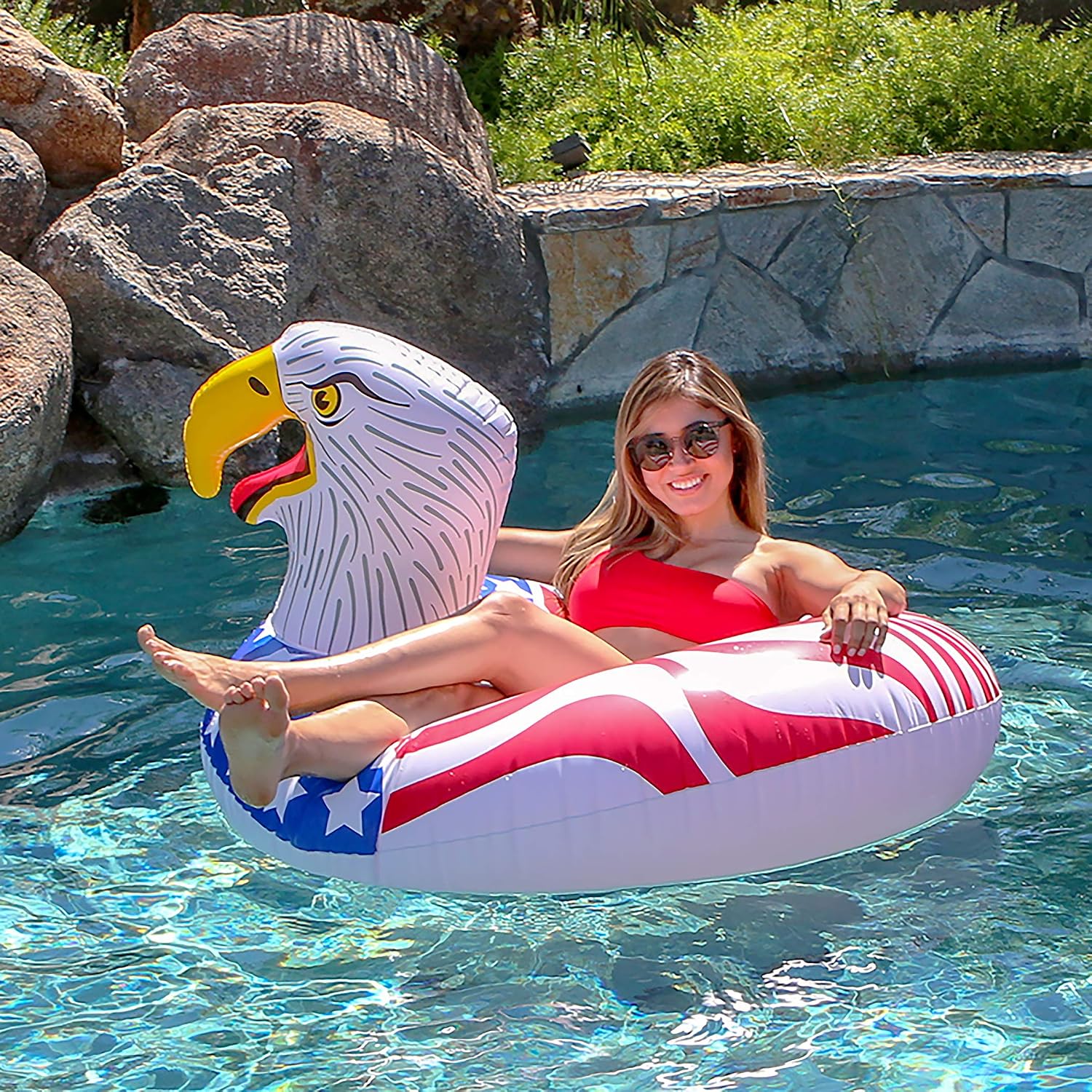 GoFloats American Eagle Party Tube Inflatable Raft, Float In Style (for Adults and Kids)