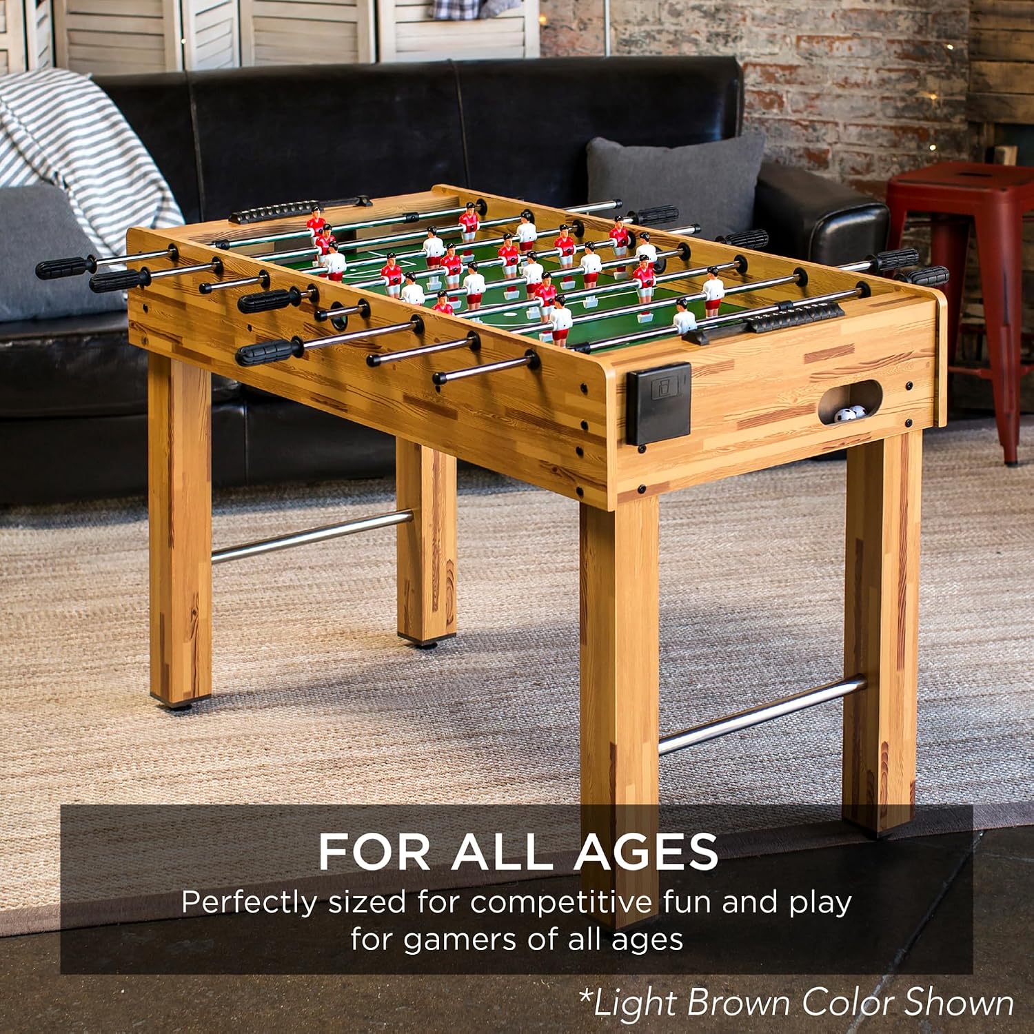 Best Choice Products Foosball Table for Kids and Adults, Game Room Soccer Game Table w/ 2 Balls, 2 Cup Holders, Ergonomic Handles, Chrome Finished Metal Bars