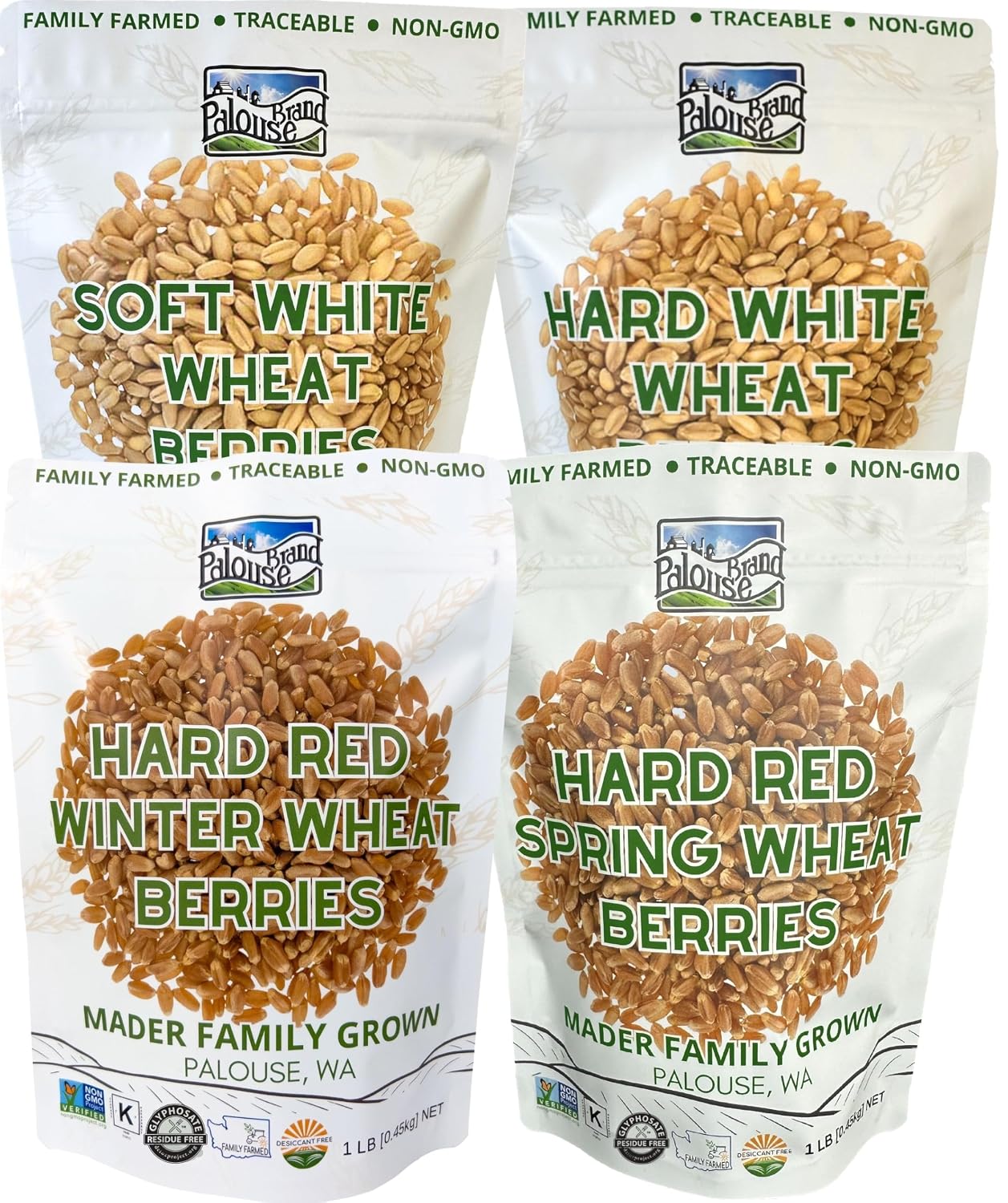 Palouse Brand Certified Glyphosate Residue Free Hard Red Winter Wheat Berries | 5 LBS | Family Farmed in Washington State | Non-GMO Project Verified | Certified Kosher Parve