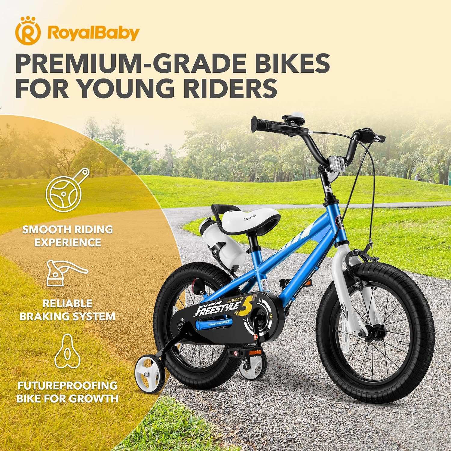 RoyalBaby Freestyle Kids Bike 12 14 16 18 20 Inch Bicycle for Boys Girls Ages 3-10 Years, Multiple Color Options