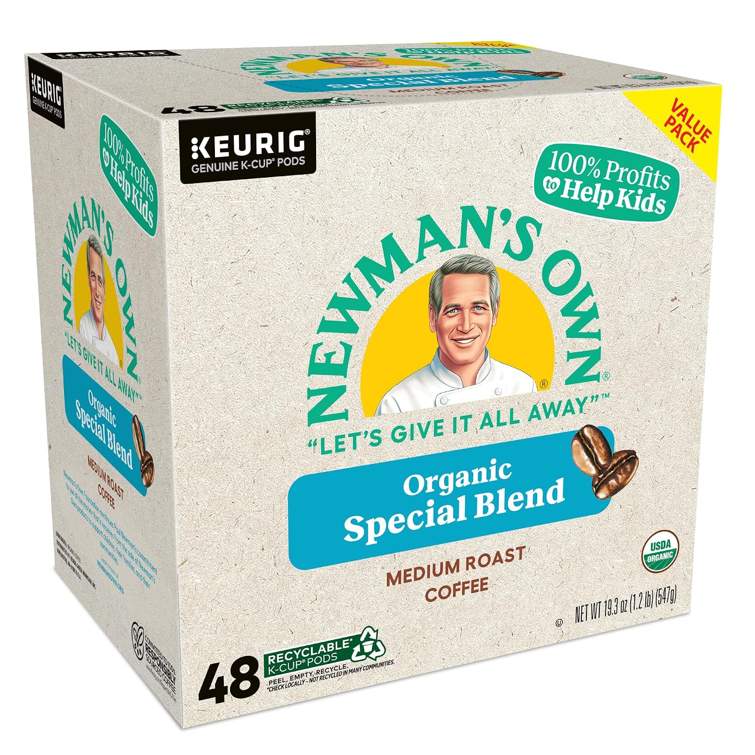 Newman's Own Organics Special Blend Keurig Single-Serve K-Cup Pods, Medium Roast Coffee, 96 Count