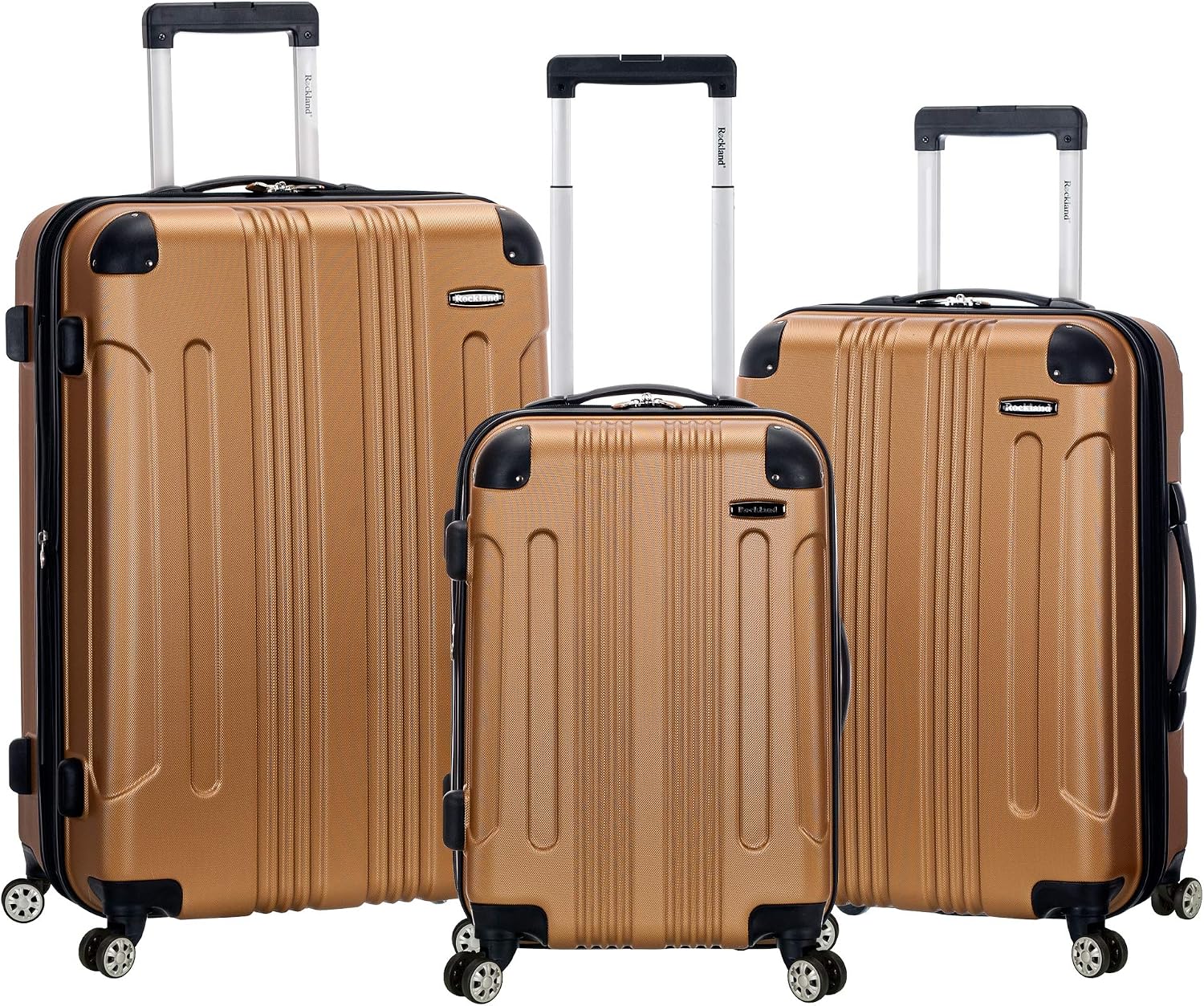 Rockland London Hardside Spinner Wheel Luggage, White, 3-Piece Set (20/24/28)