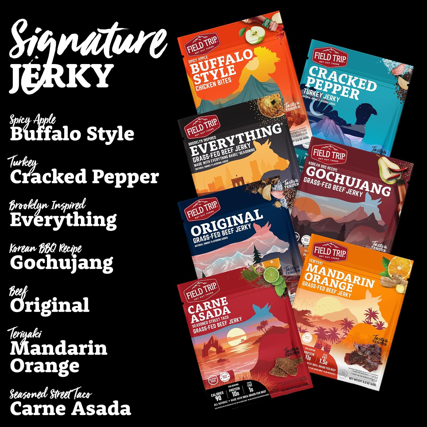 Field Trip Beef Jerky, Original, 1 Oz Bag, 12 Bags/carton | Grass Fed Beef Jerky, Healthy Gluten Free Snacks, All Natural, Paleo-Friendly Beef Jerky, High Protein, Low Carb, No Nitrates