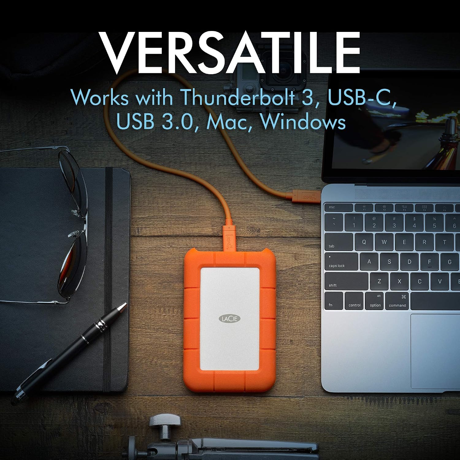 LaCie Rugged USB-C, 4TB, Portable External Hard Drive, Drop, Shock, Dust, Rain Resistant, for Mac & PC (STFR4000800) | Drop, Shock, Dust