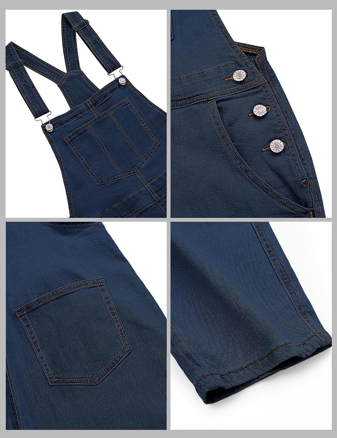 luvamia Women's Casual Stretch Adjustable Denim Bib Overalls Jeans Pants Jumpsuits
