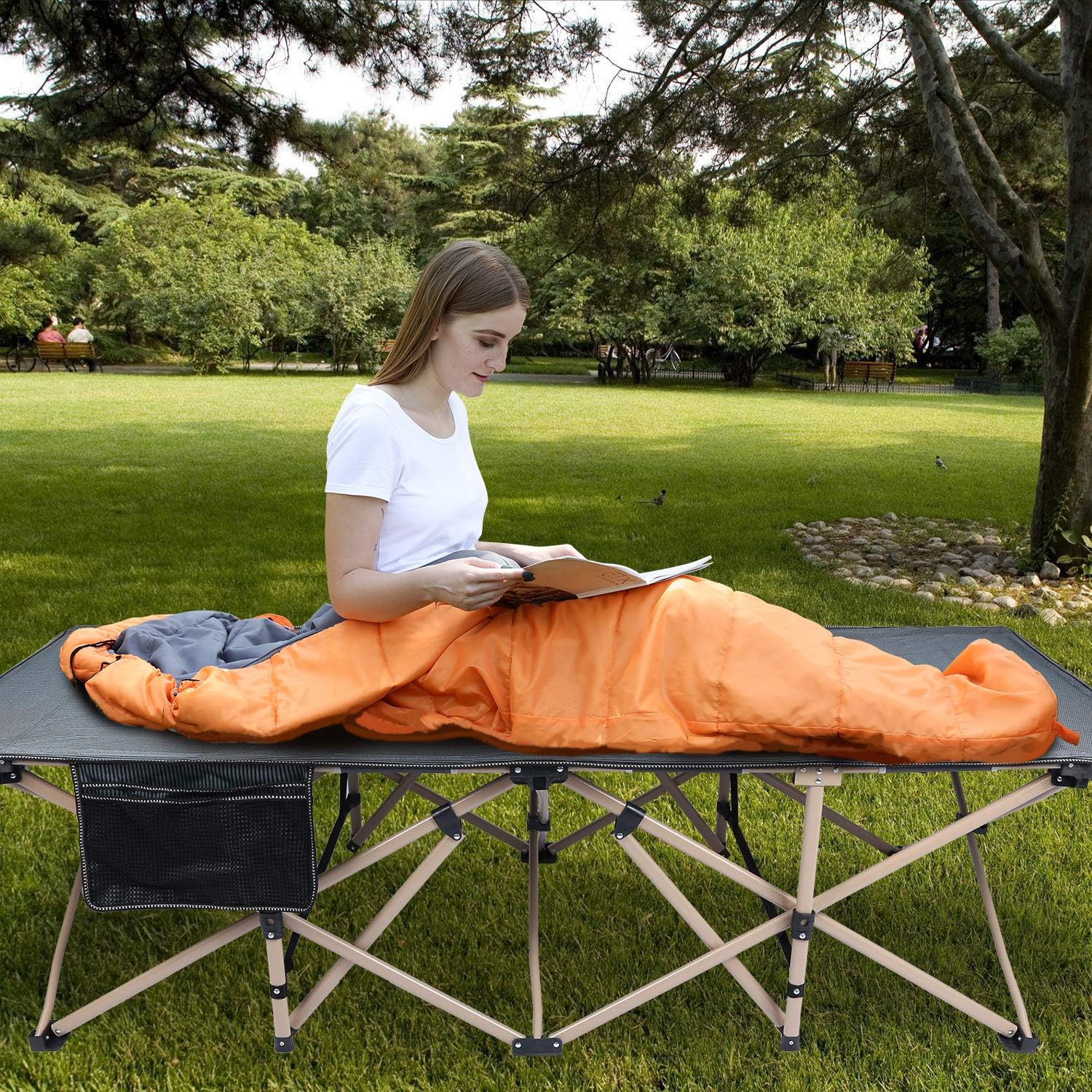 REDCAMP Oversized Camping Cots for Adults 500lbs, 33.5'' Extra Wide Tall Sleeping Cots Heavy Duty, XL Cots Portable for Outdoor Indoor Office