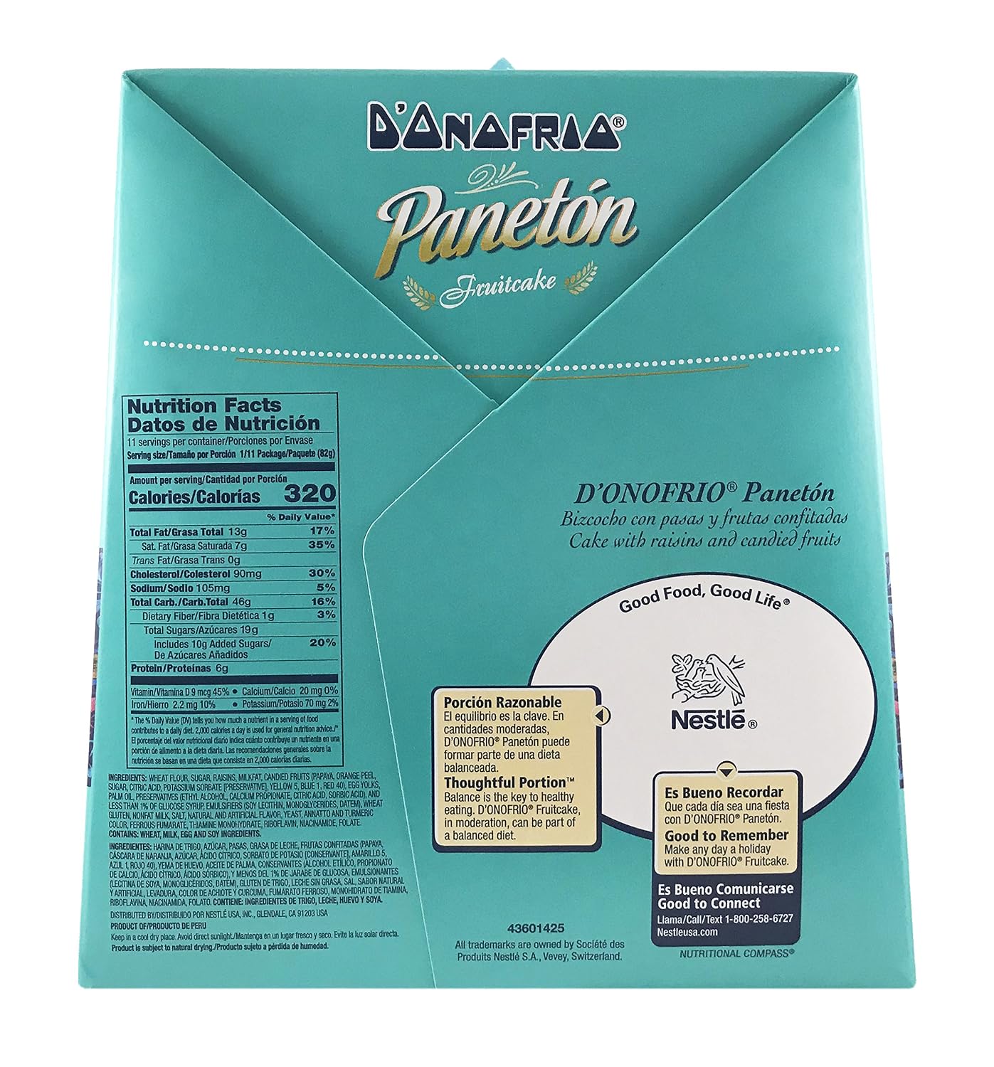 Paneton D’onofrio Traditional Fruit Cake- Gourmet Peruvian Panettone Dessert Bread- 31.7 Oz/ 1.98 lB (898 Grams)- Peruvian Food Product