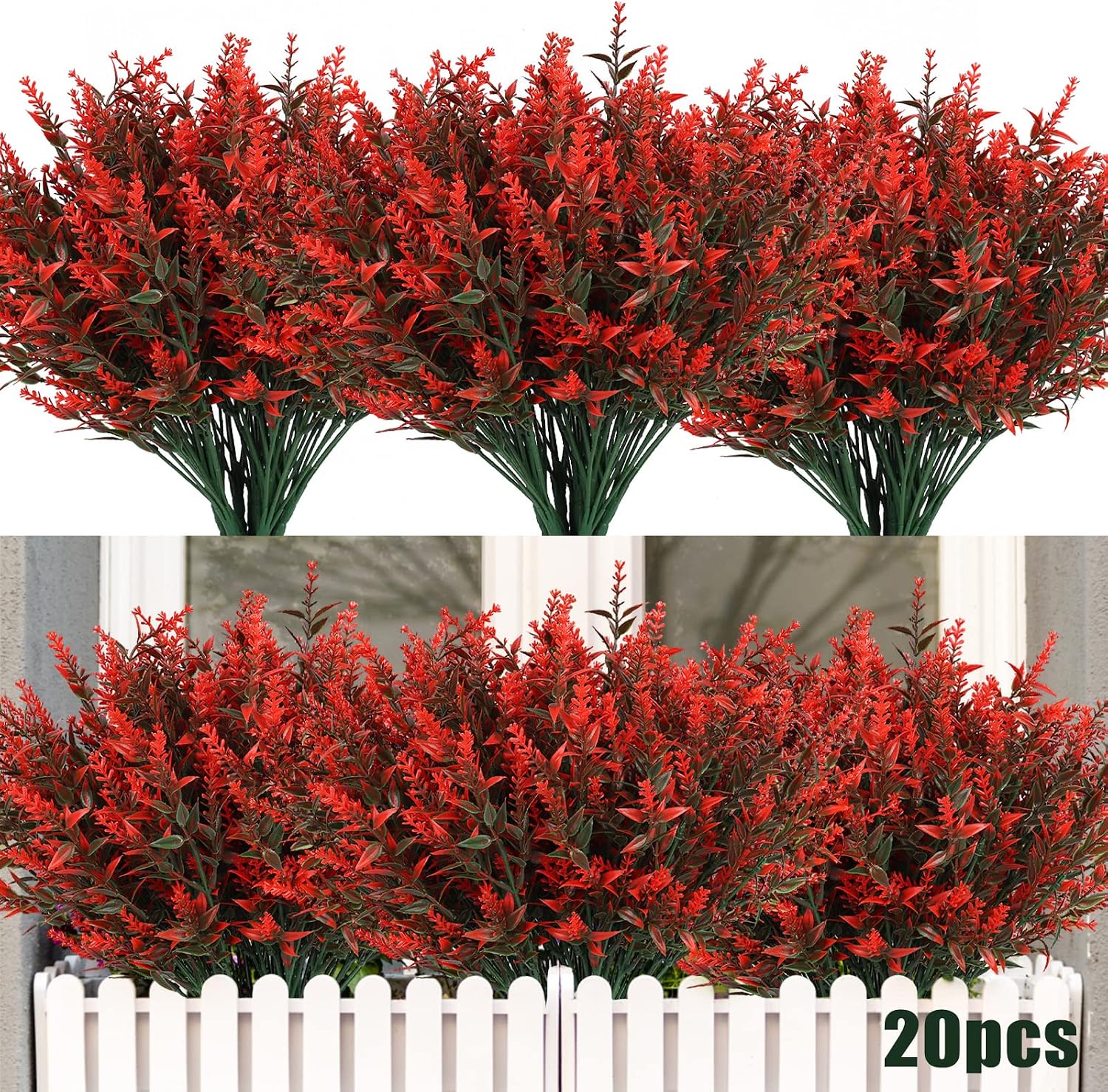 RECUTMS Artificial Greenery Lavender Fake Shrubs Flowers 8 Pcs UV Resistant