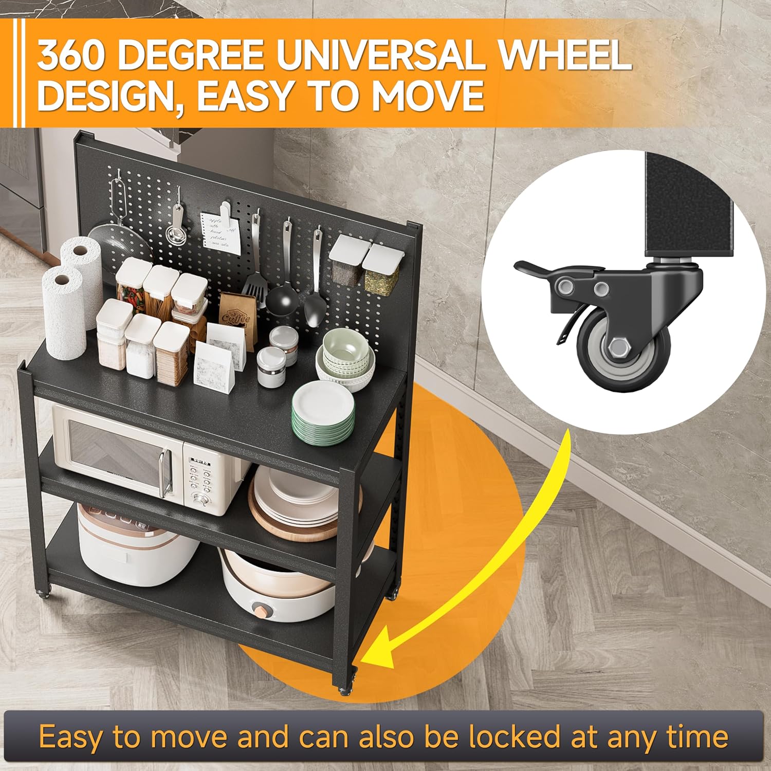 48" H Work Bench with Storage, Garage Work Bench with Pegboard and Wheels | Mobile Workbench, Adjustable Shelves, Large Pegboard, Lockable Wheels