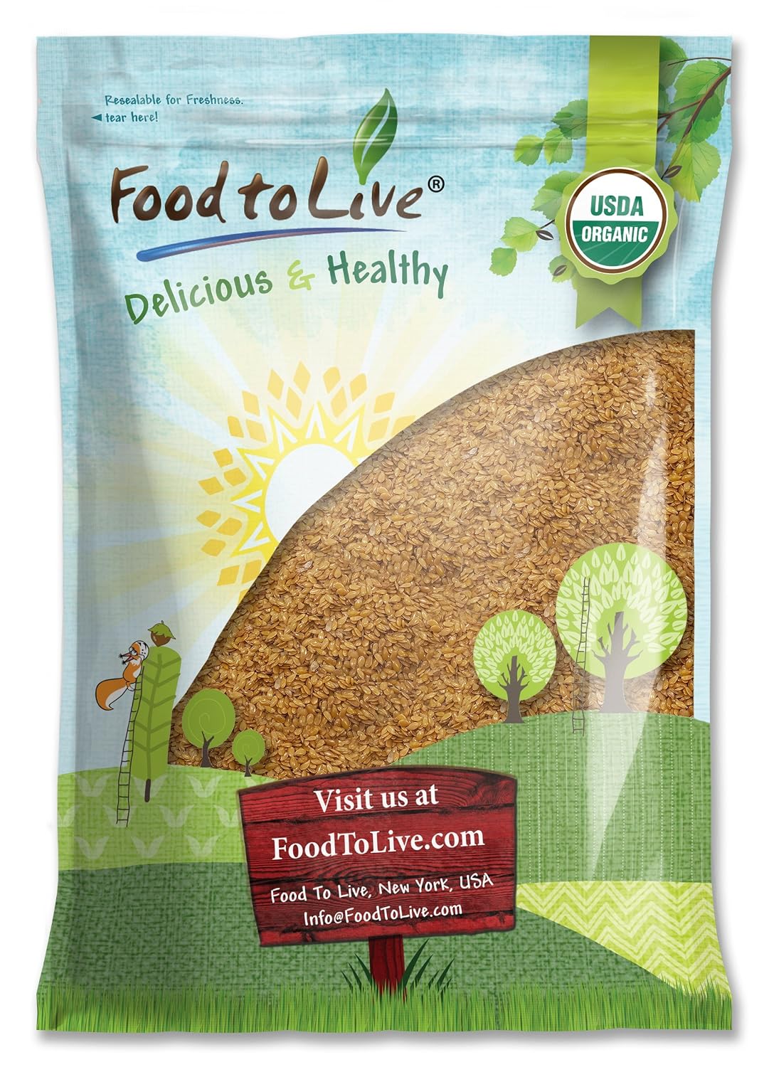 Food to Live Organic Golden Flax Seeds, 4 Pounds – Whole Raw, Non-GMO, Kosher, Vegan, Bulk. Rich in Omega-3 Fatty Acids, Protein, Dietary Fiber. Great for Smoothies, Salads, Granola, & Baked Goods.
