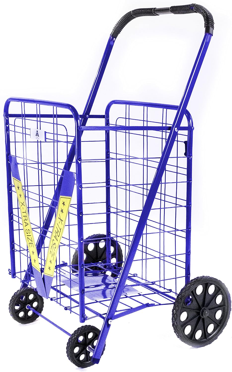 ATH Large Deluxe Rolling Utility / Shopping Cart - Stowable Folding Heavy Duty Cart with Rubber Wheels For Haul Laundry, Groceries, Toys, Sports Equipment, Red