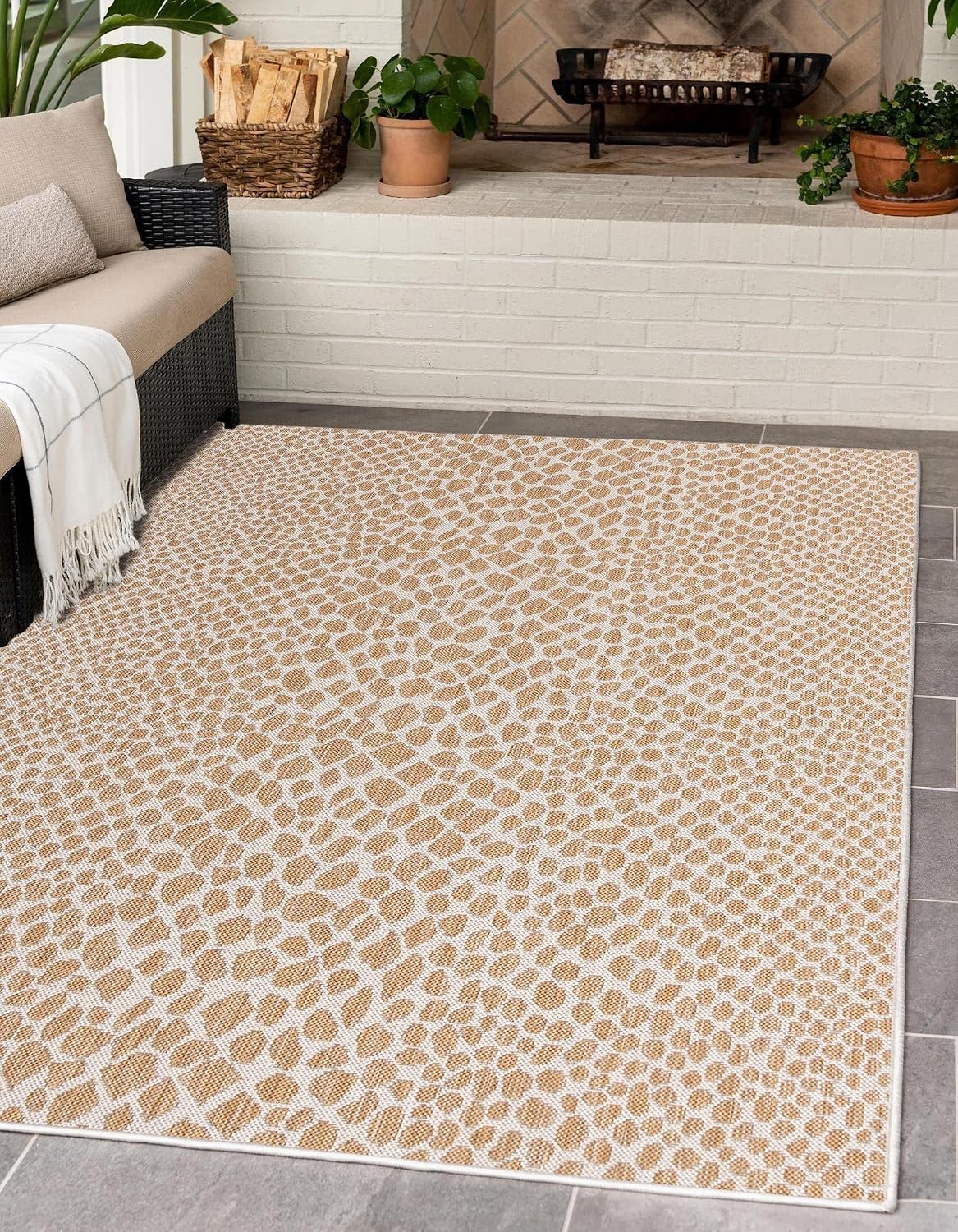Unique Loom Outdoor Collection Area Rug - Cape Town (9' x 12' Rectangle, Blue/Ivory)
