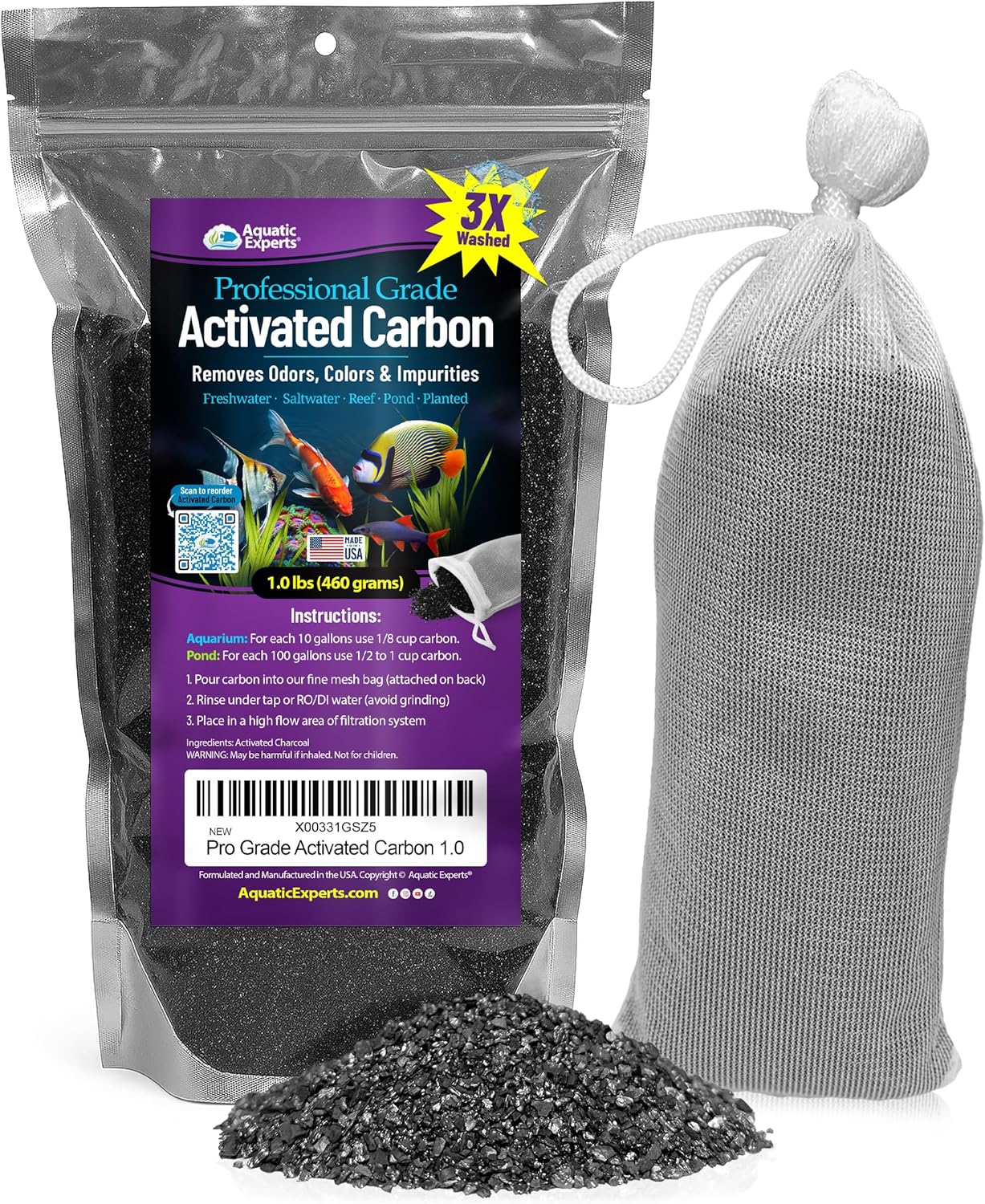Aquarium Carbon Pad – Cut‑to‑Fit Carbon Infused Filter Pad Media for Crystal Clear Fish Tanks and Ponds, 3/8"–1/2" Thick (10.5 Inch Width