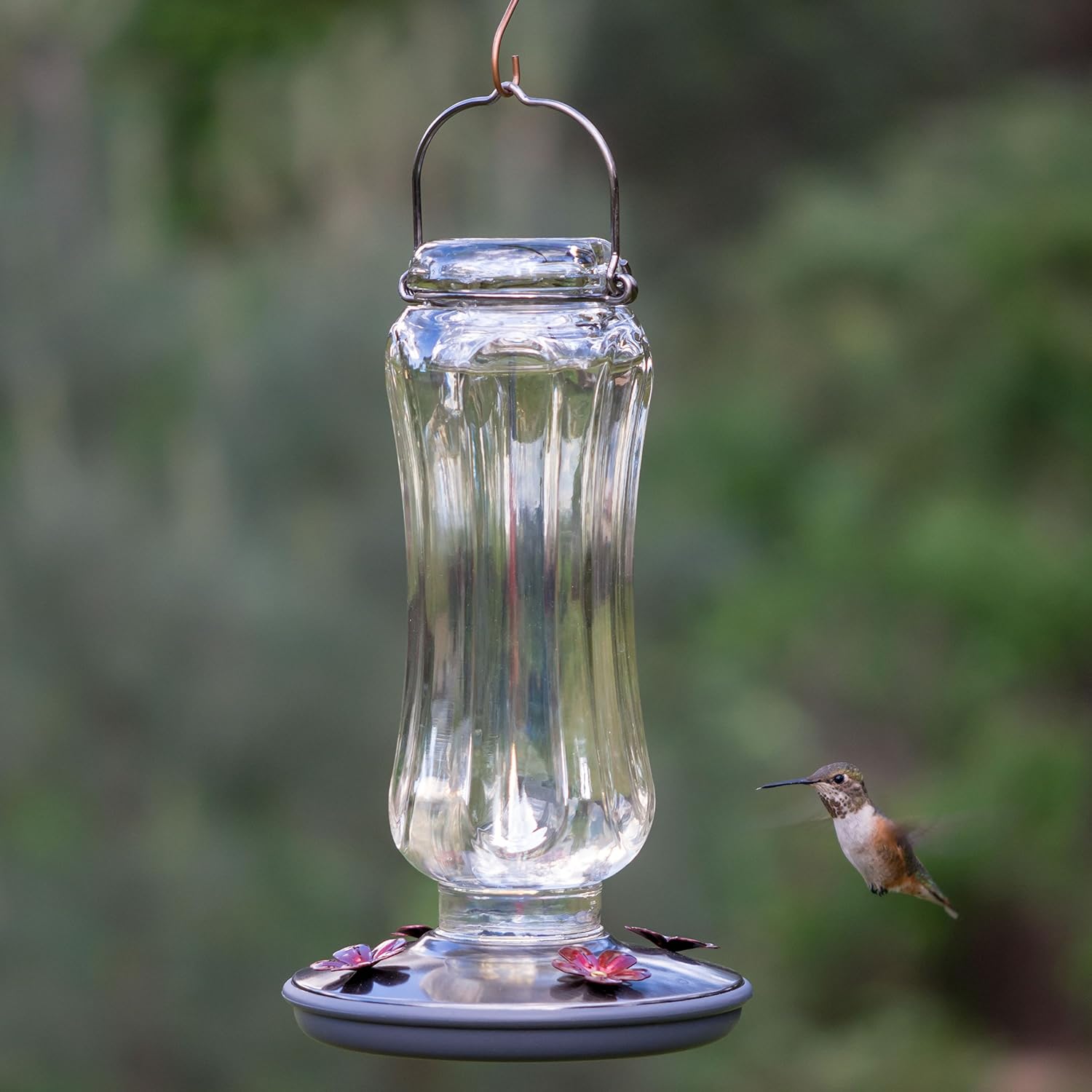 Perky Pet 8133-2 Daisy Vase Vintage Glass Hummingbird Feeder