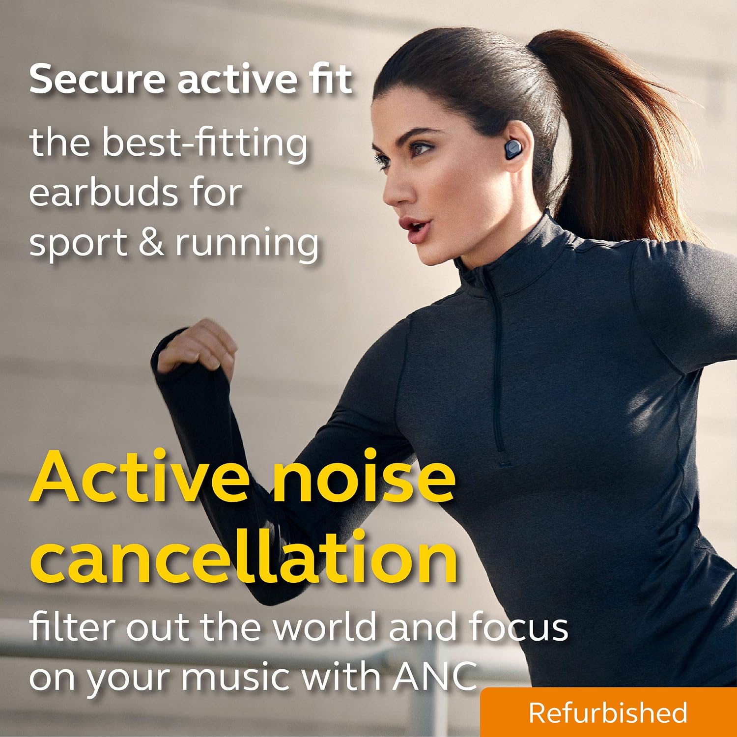 Jabra Elite Active 75t Navy Voice Assistant Enabled True Wireless Sports Earbuds with Charging Case (Renewed)