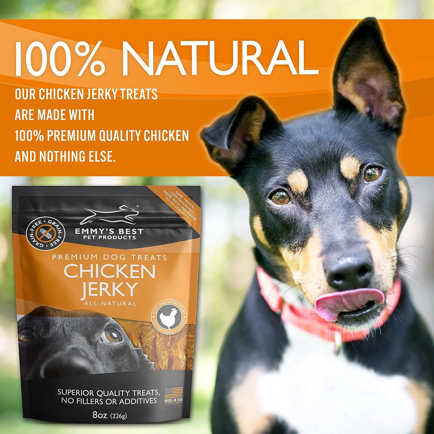 Chicken Jerky Dog Treats – Single-Ingredient 100% Real USA Chicken, 8 oz