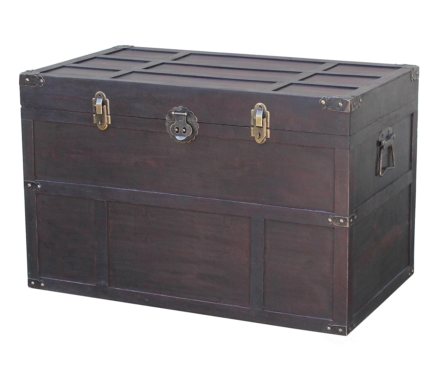 Vintiquewise QI003041LNEW Antique Style Wooden Steamer Trunk