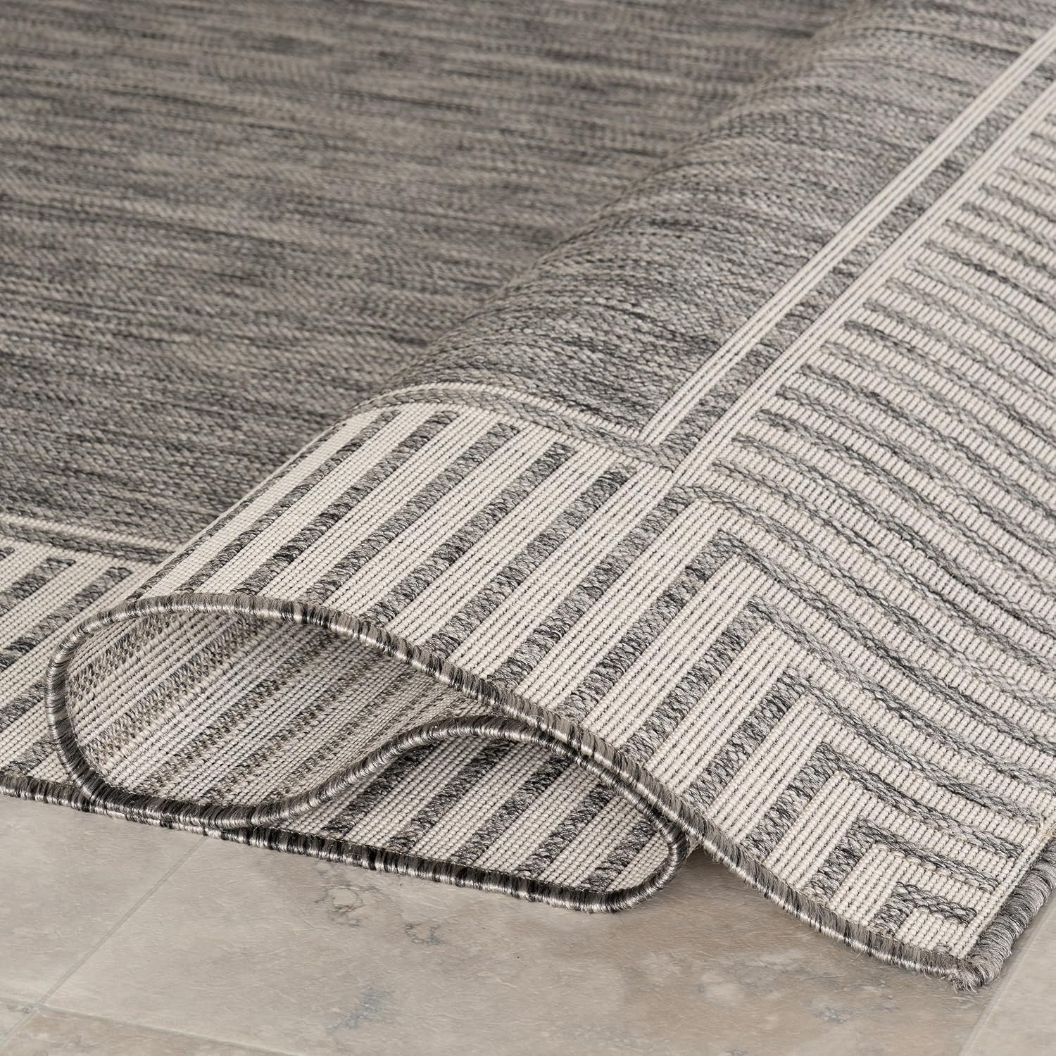 nuLOOM Asha Light Brown Bordered Indoor/Outdoor Area Rug, 4' x 5'