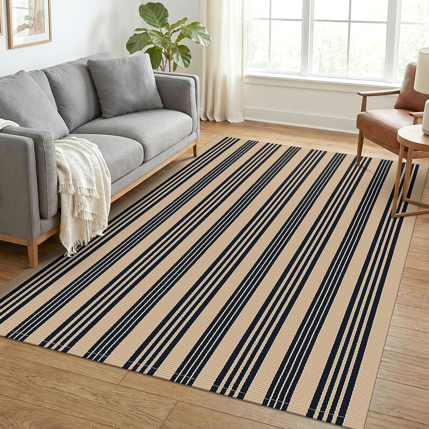 KOZYFLY Black and White Area Rug 3x5 Ft Washable