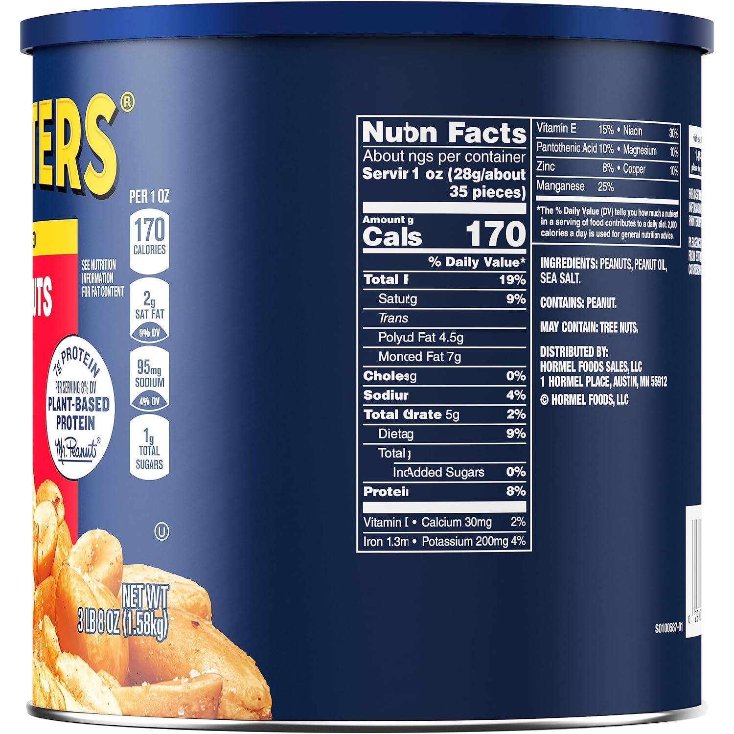 PLANTERS Salted Peanuts, Plant Based Protein Snacks, 2.19lbs (1 Ct)