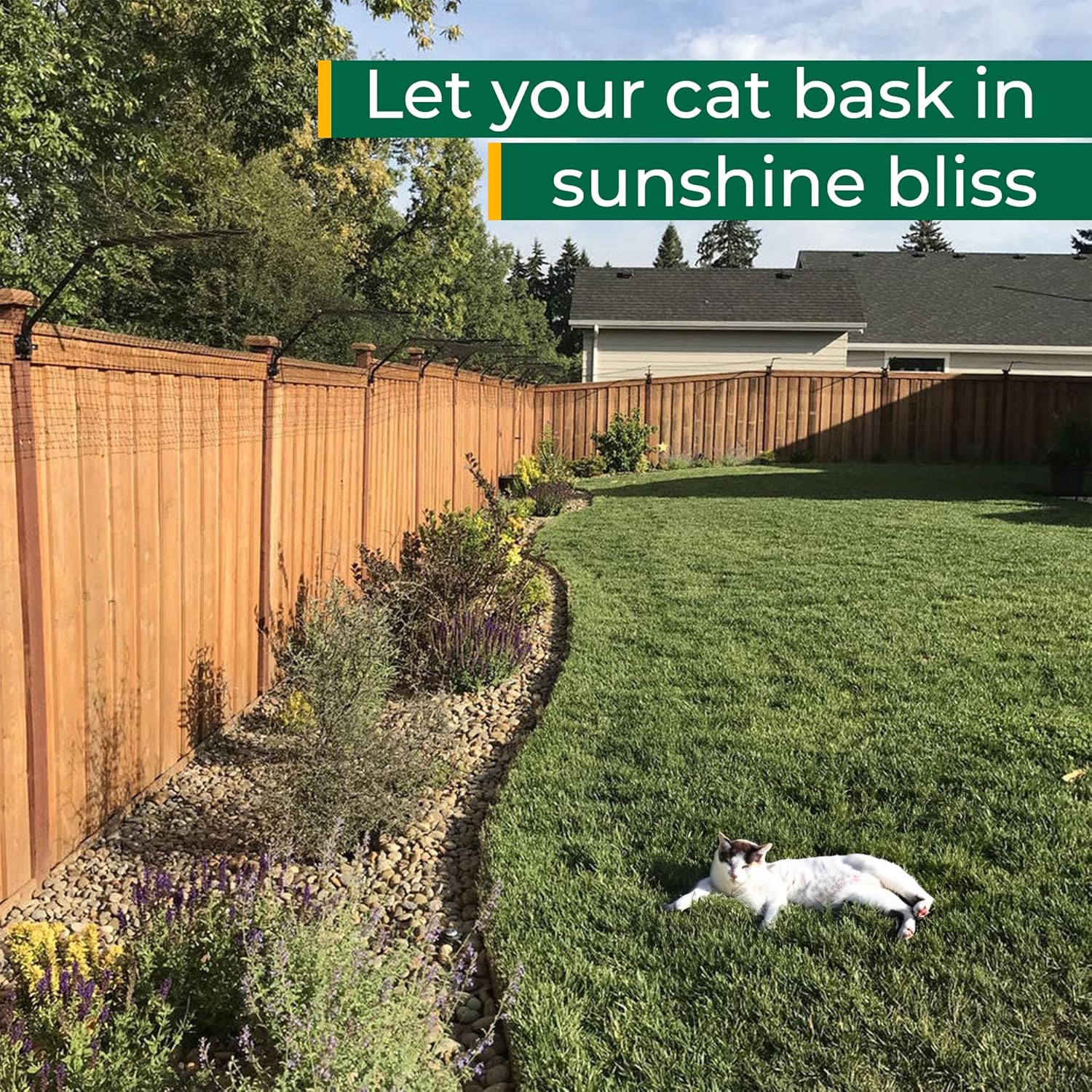 PURR…FECT Fence Conversion System for Cats - Cat-Proof Steel Toppers for Existing Outdoor Fencing, Containment Barrier For Wood, Chain Link, Metal