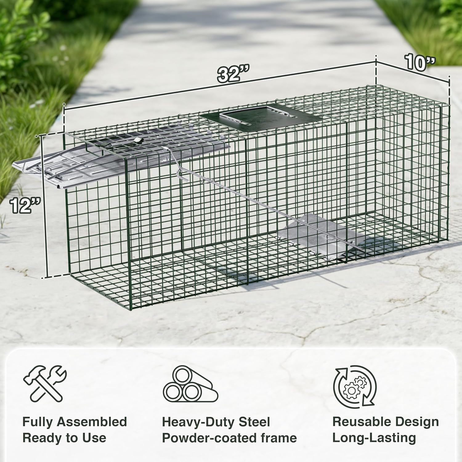 HOMESTEAD Heavy Duty Live Trap - Professional Style One-Door Live Animal Traps for Rabbit, Squirrel, Possum, Skunk, Kitten, Mink Small
