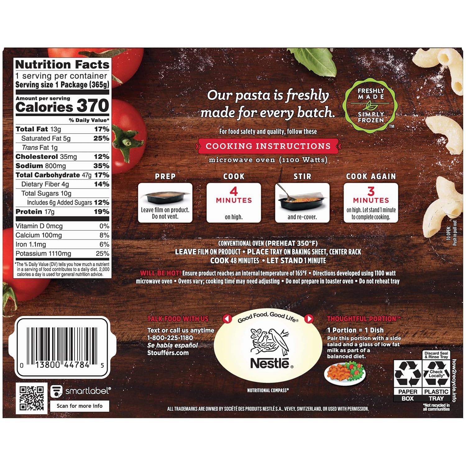 Stouffer's Macaroni & Beef with Tomato, Single Serve Frozen Meal, 12.875 Oz