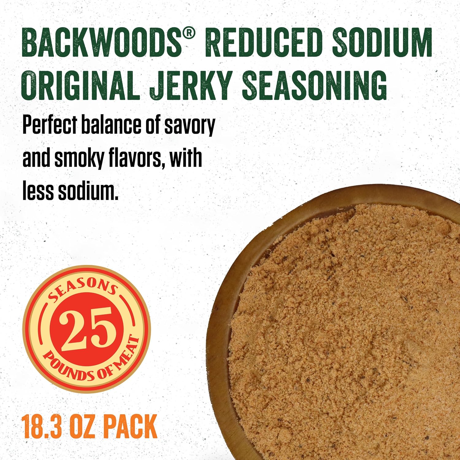 LEM Products Backwoods Reduced Sodium Original Jerky Seasoning, 18.3 oz | Pre-Measured Seasoning and Cure for Wild Game and Domestic Meat