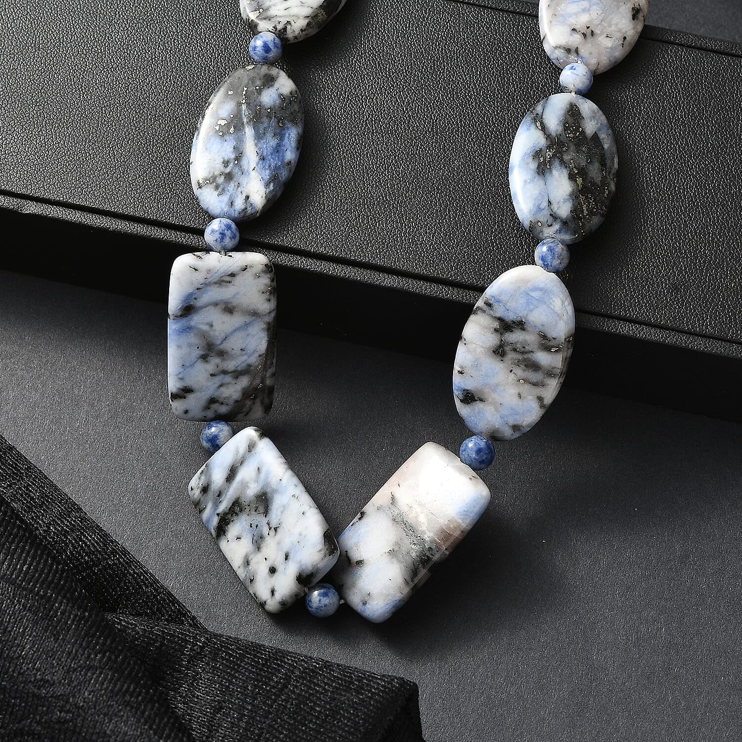 Sodalite 380.00 ctw Beaded Necklace in Platinum Over 20 Inches