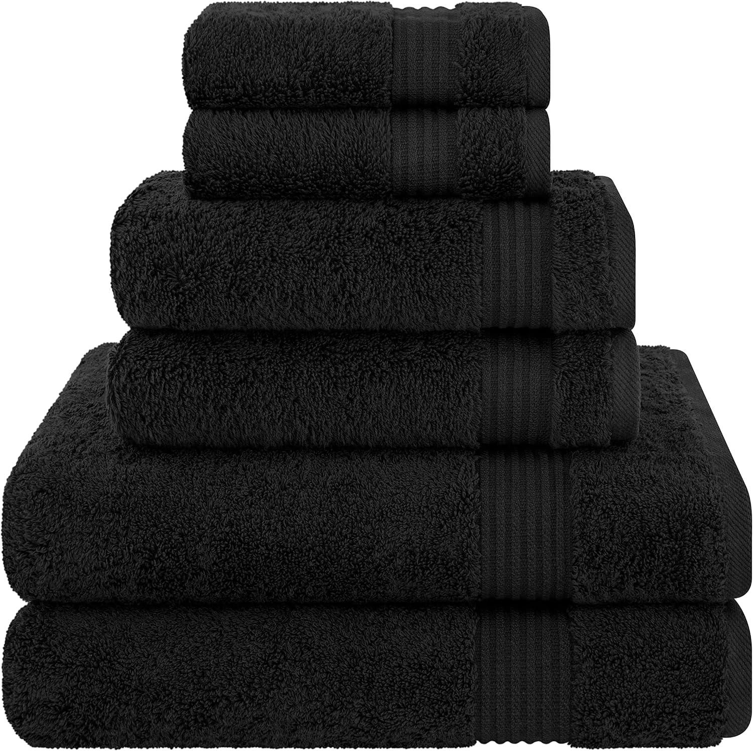 Cotton Paradise Towel Set of 6, 2 Bath Towels, 2 Hand Towels and 2 Washcloths Towels for Bathroom Sets, Smoke Gray