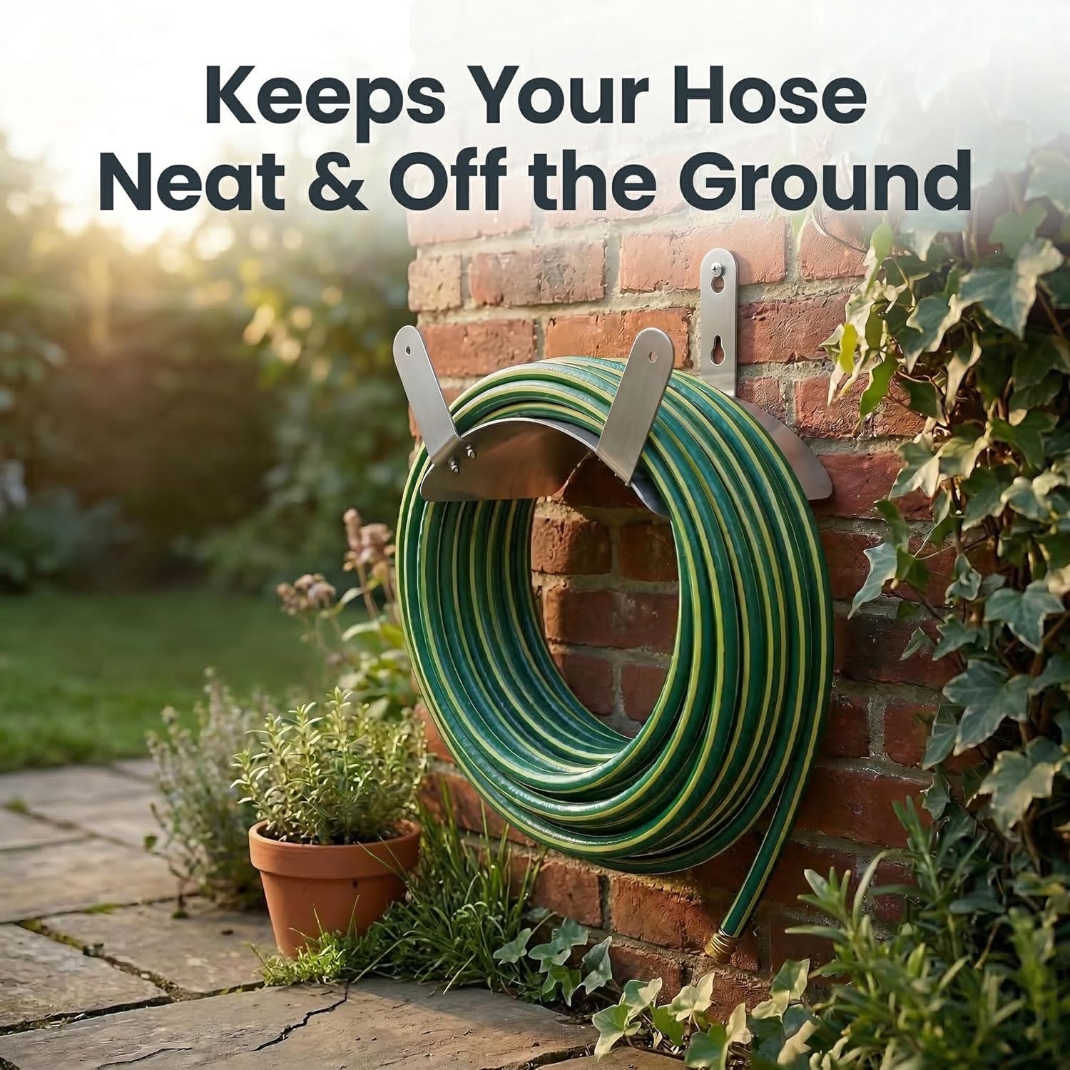 Gardzen Heavy Duty Hose Holder Wall Mount Black