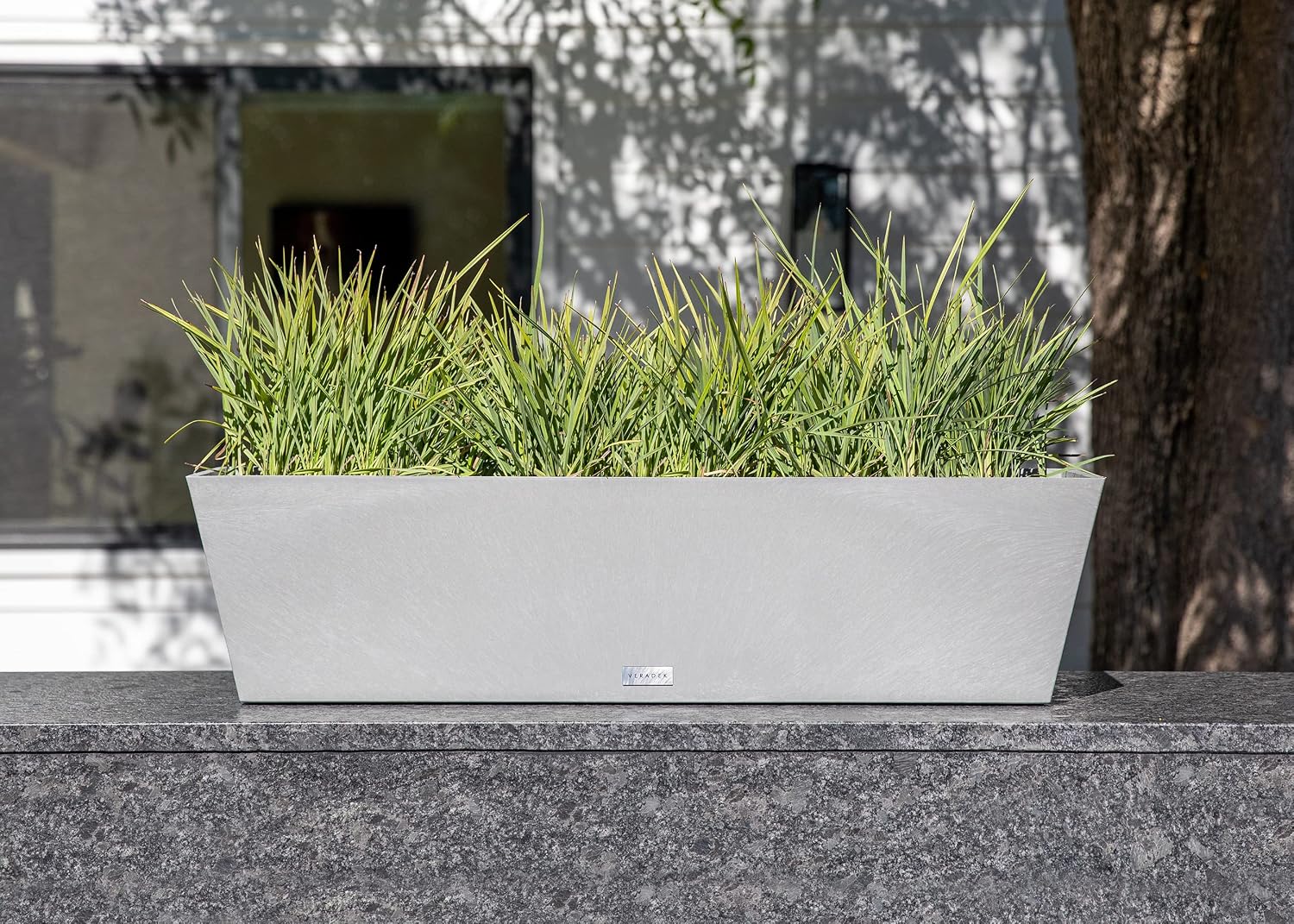 Veradek Pure Series Window Box Planter - Tapered Outdoor Planter | Made From Durable Plastic With Pre-Drilled Drainage Holes. Modern Patio/Tabletop Décor for Plants and Flowers