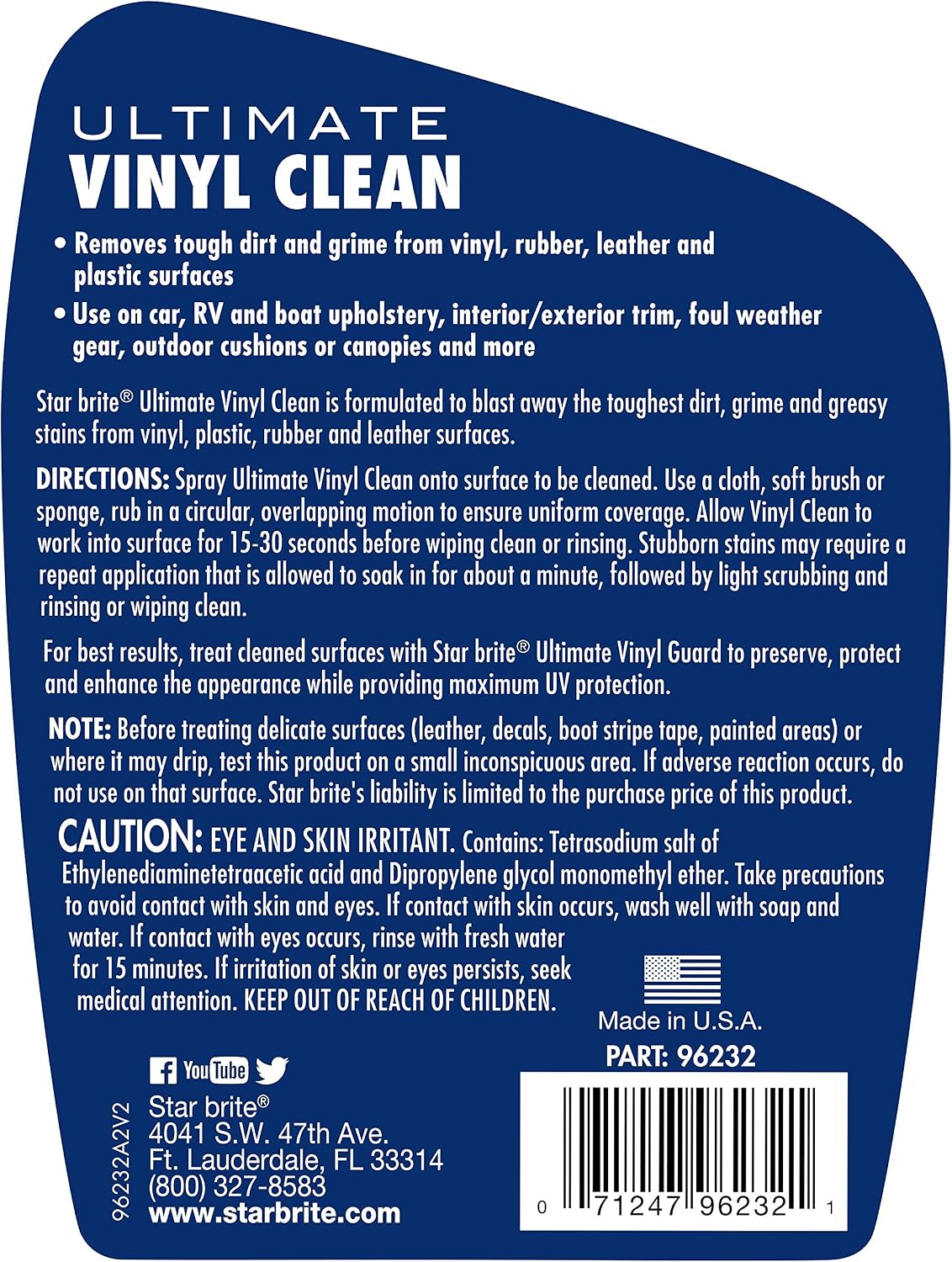 STAR BRITE Ultimate Vinyl Clean Multi-Surface Cleaner | Spray away the toughest dirt, grime, and greasy stains from vinyl, plastic, rubber