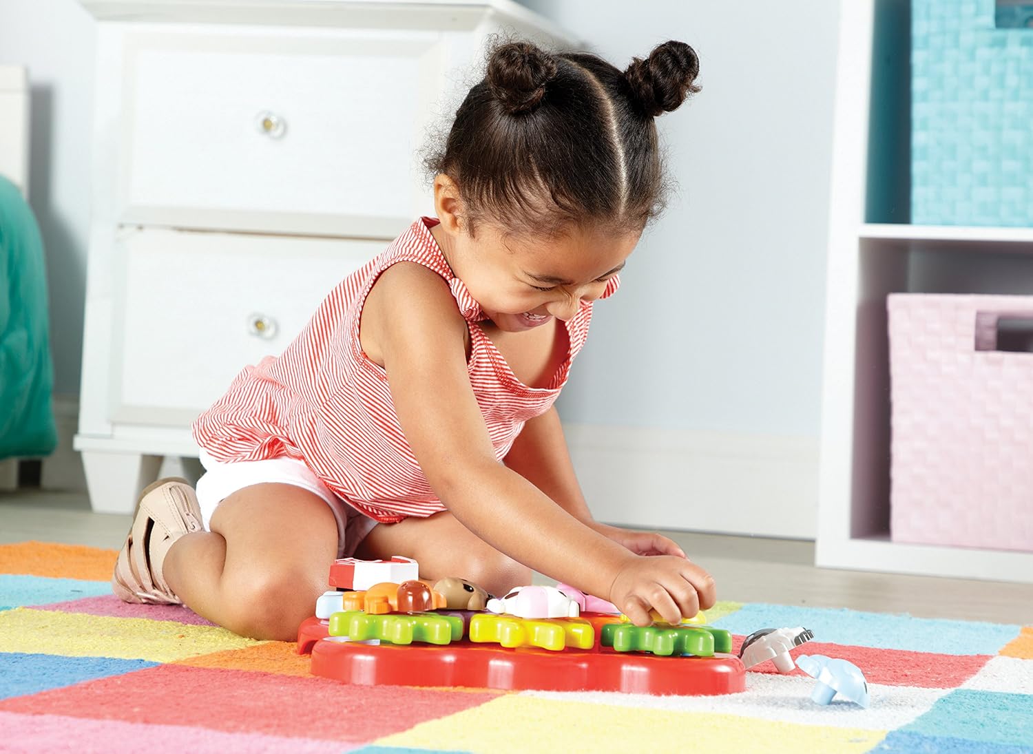 Learning Resources Barnyard Friends Build & Spin - Toddler Sensory Toys, Montessori Building Set, Preschool STEM, Busy Board Cogs and Gears for Kids