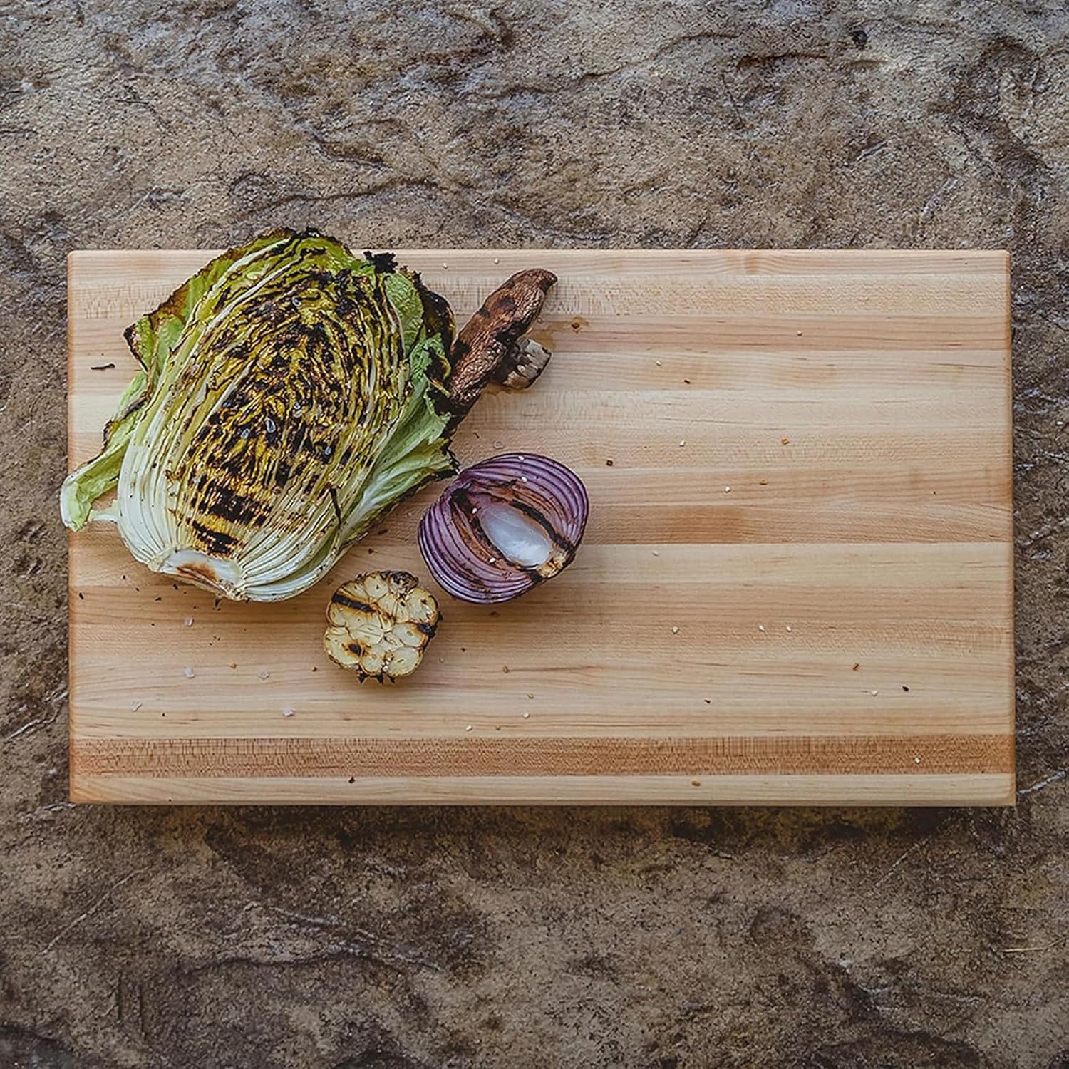 John Boos Handle Boards Series Rectangular Wooden Maple Cutting Board 24”x18” – 2.25” Thick, 30-lb Reversible Butcher Block with Juice Groove, Edge-Grain & Metal Handles