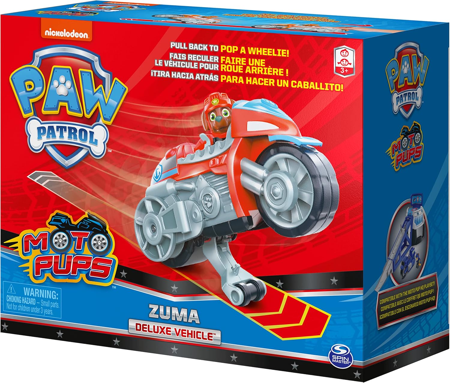 PAW Patrol, Moto Pups Wildcat’s Deluxe Pull Back Motorcycle Vehicle with Wheelie Feature and Toy Figure