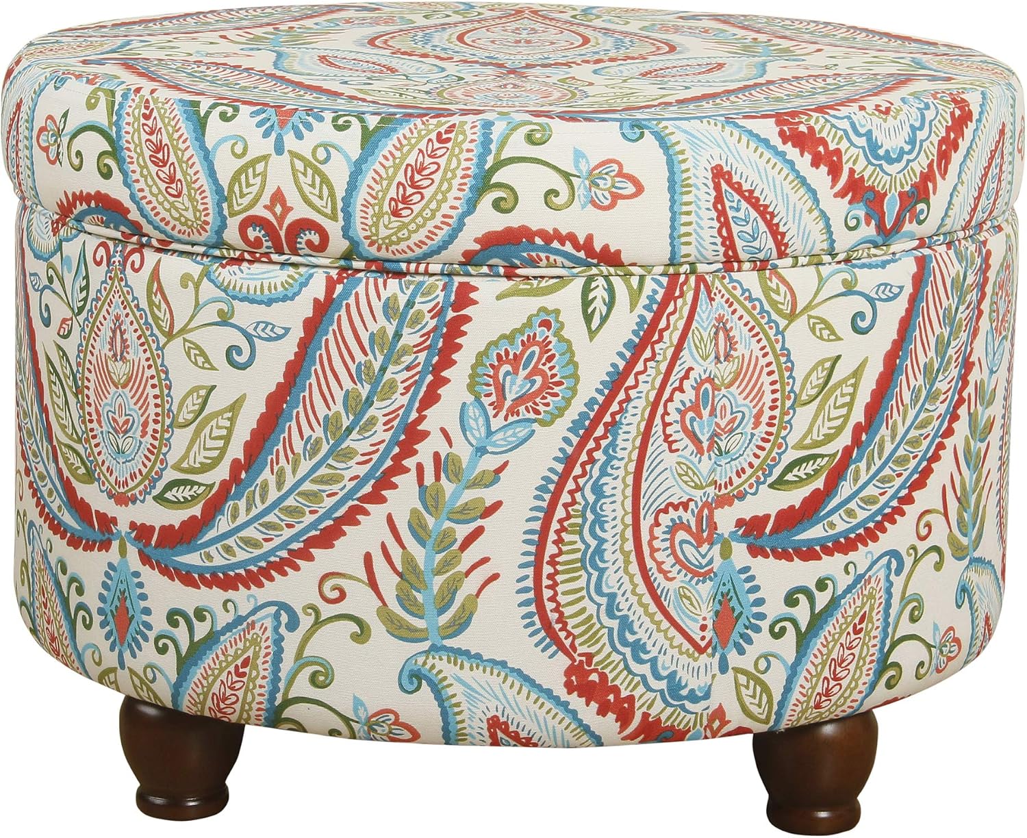 HomePop 24" Large Leatherette Storage Ottoman - Distressed Brown Faux Leather