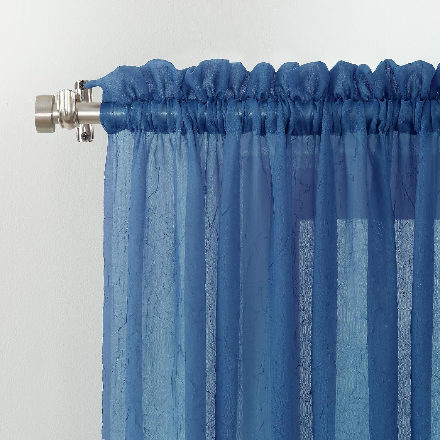 No. 918 Erica Crushed Sheer Voile Rod Pocket Curtain Panel, 51" x 108", Eggshell Off-White