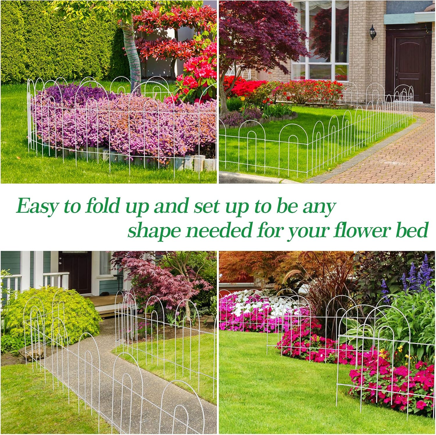AMAGABELI 10 Panels 17in(H)×10ft(L) Decorative Garden Fences and Borders for Dogs No Dig Rustproof Metal Fence Panels Garden Edging Border Animal Barrier Fencing for Flower Beds Yard Patio Decor Black