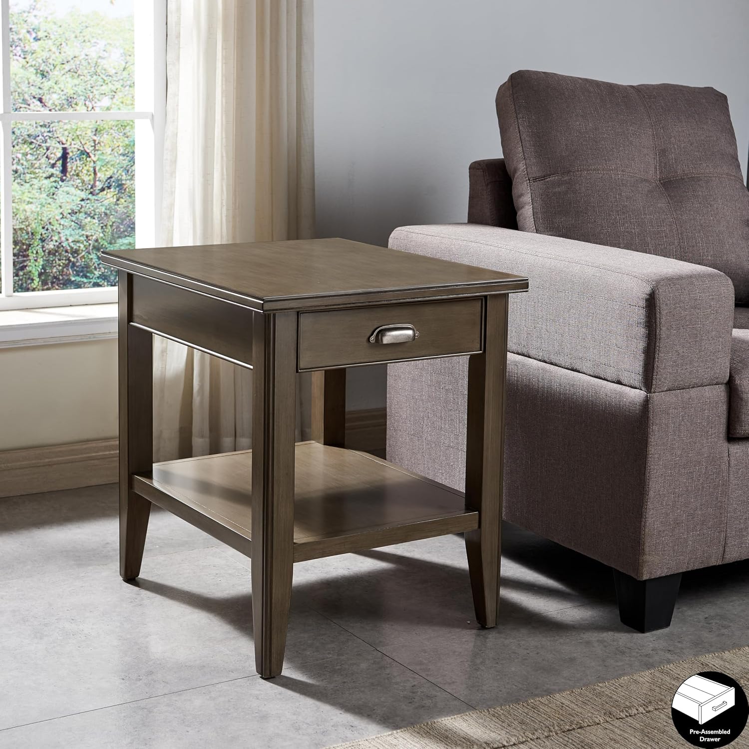 Leick Home Shield Wedge End Table, 21", Glazed Auburn