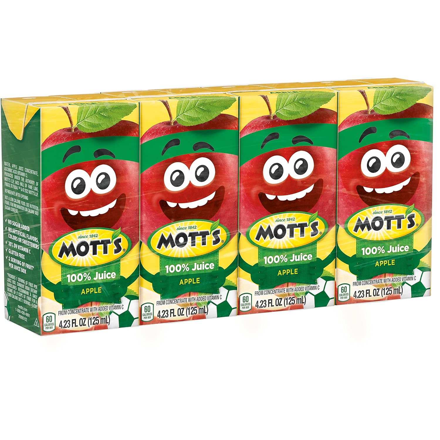 Mott's 100% Original Apple Juice, 6.75 Fl Oz Boxes, 32 Count (4 Packs Of 8), 2 Servings Of Fruit, 100% Fruit Juice, Gluten-free, Caffeine-free, Kosher, Contains No Artificial Colors Or Sweeteners