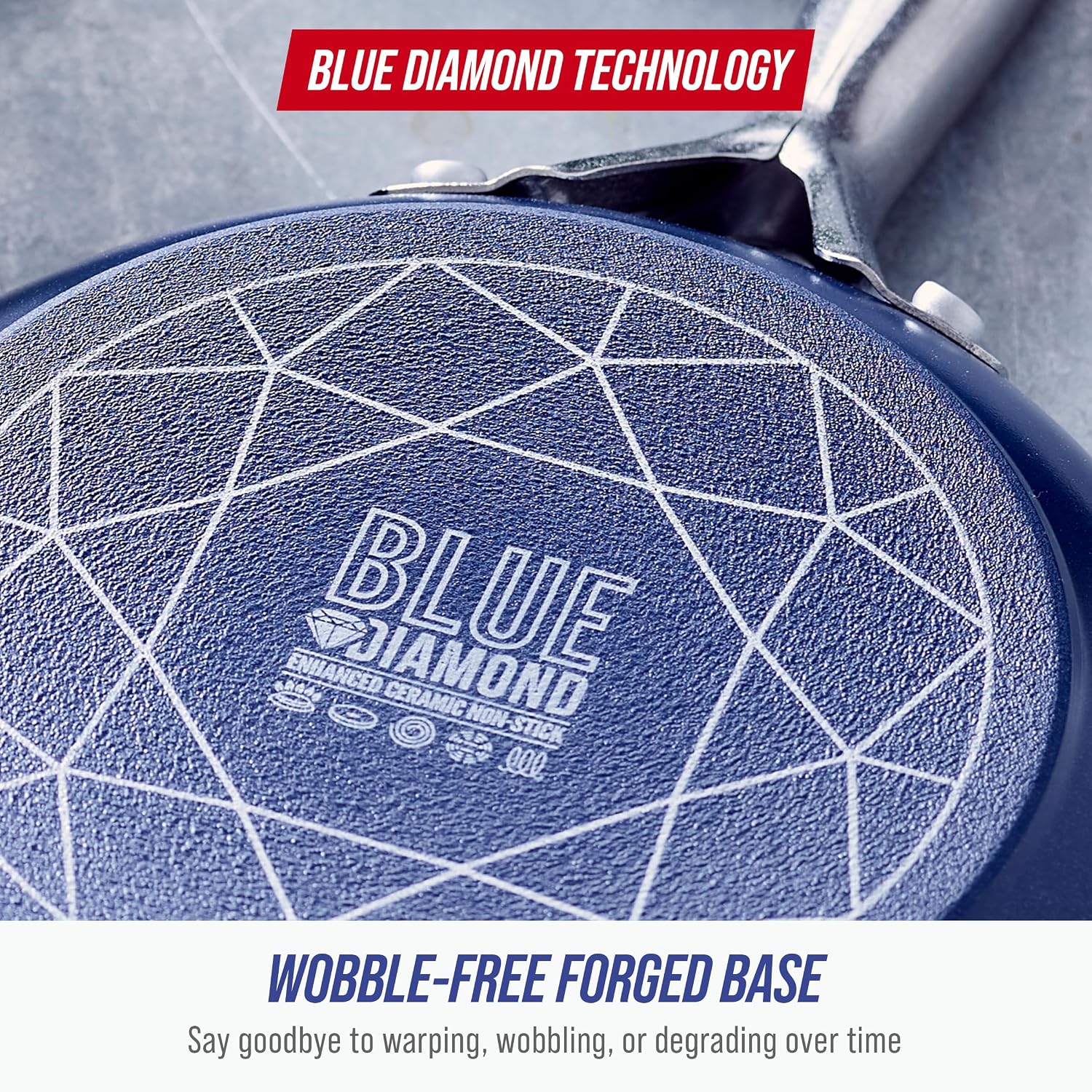 Blue Diamond 10" Diamond Infused Ceramic Nonstick Frying Pan Skillet, Blue | PFAS-Free Ceramic Nonstick, Dishwasher & Oven Safe, Stay Cool Handle, Durable Metal Utensil Safe, Egg & Omelet Pan