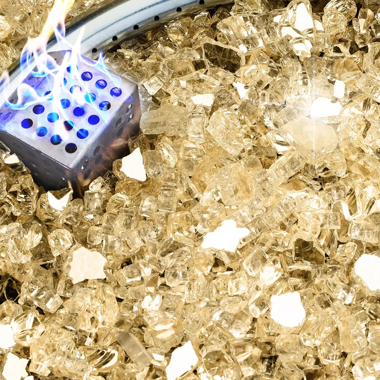 NUPICK 20 Pound Fire Glass, 1/2 Inch Reflective Fire Pit Glass