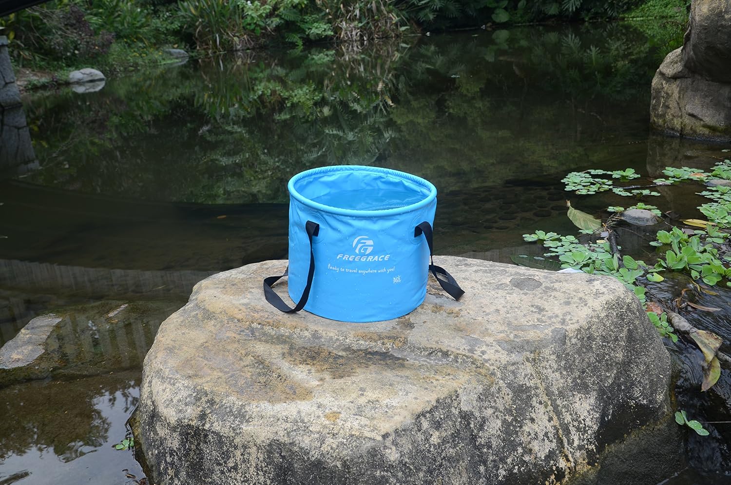 Freegrace Collapsible Bucket with Mesh Tool Pocket - 10L, 16L & 23L Portable Folding Water Container - Heavy Duty 500D Tarpaulin, BPA-Free Wash Basin for Camping, Fishing, RV, and Car Washing