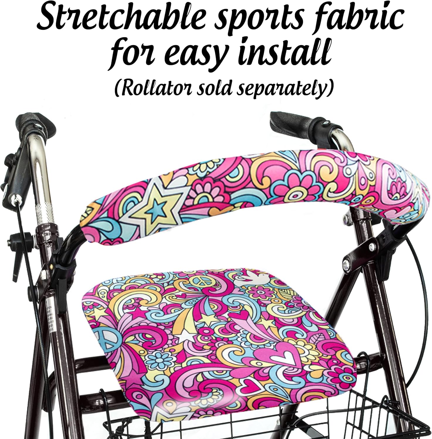 Top Glides Playful Purple Universal Rollator Walker Seat and Backrest Covers (Purple)