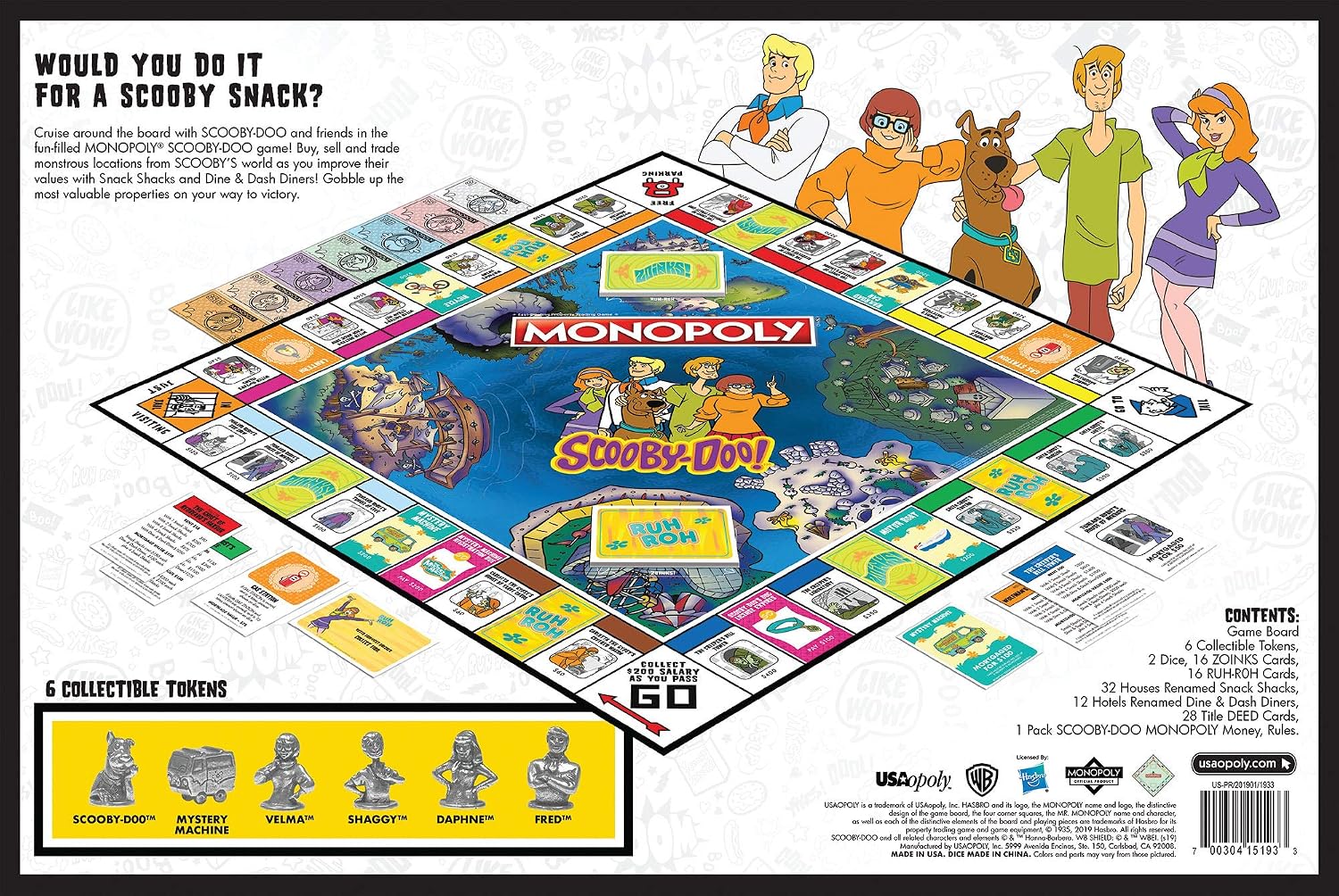 USAOPOLY Monopoly Scooby-Doo! Board Game | Official Merchandise Based on the Popular Cartoon | Classic Monopoly Game Featuring Characters